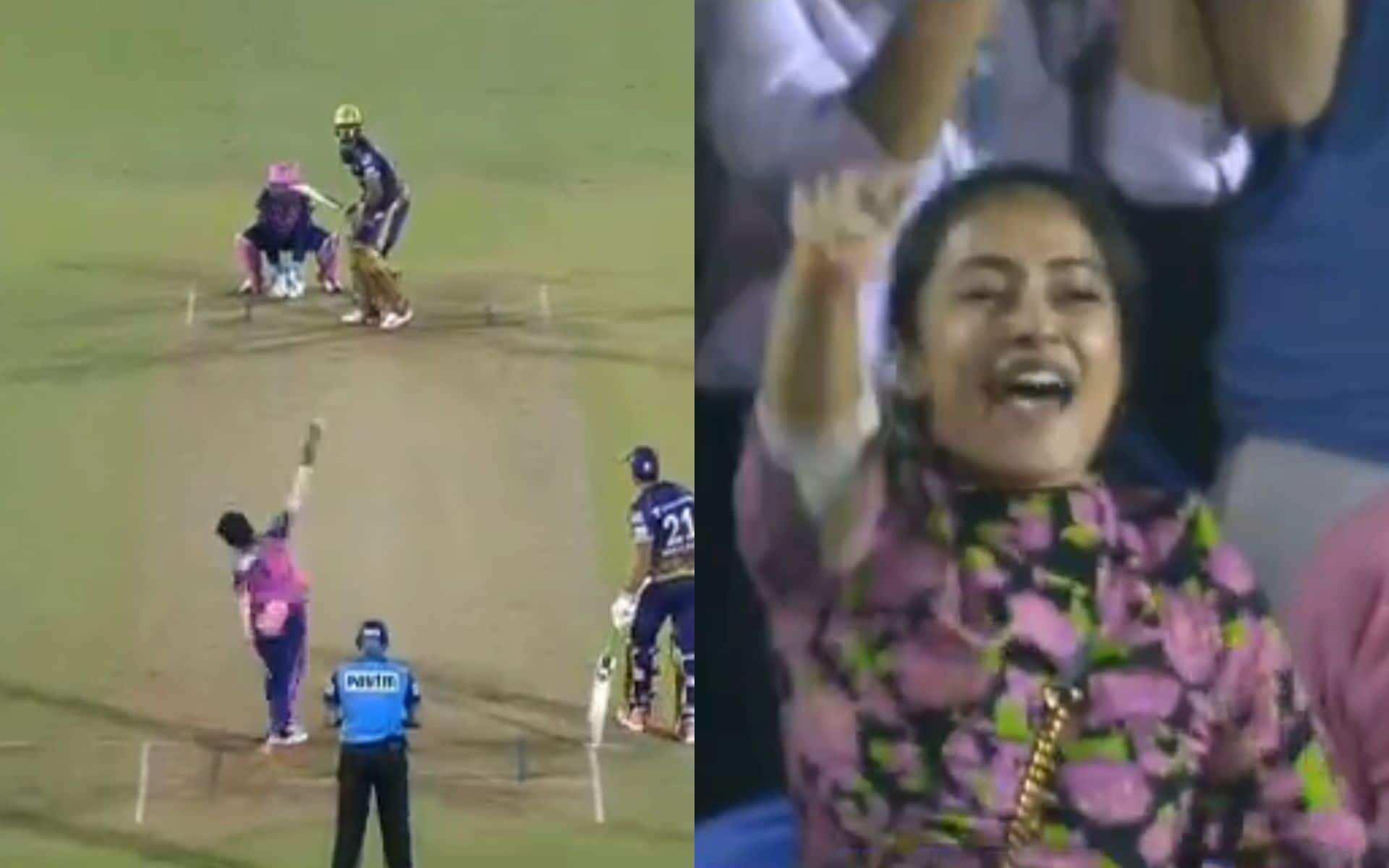 Dhanashree Verma's reaction on Chahal's hat-trick vs KKR (X.com)