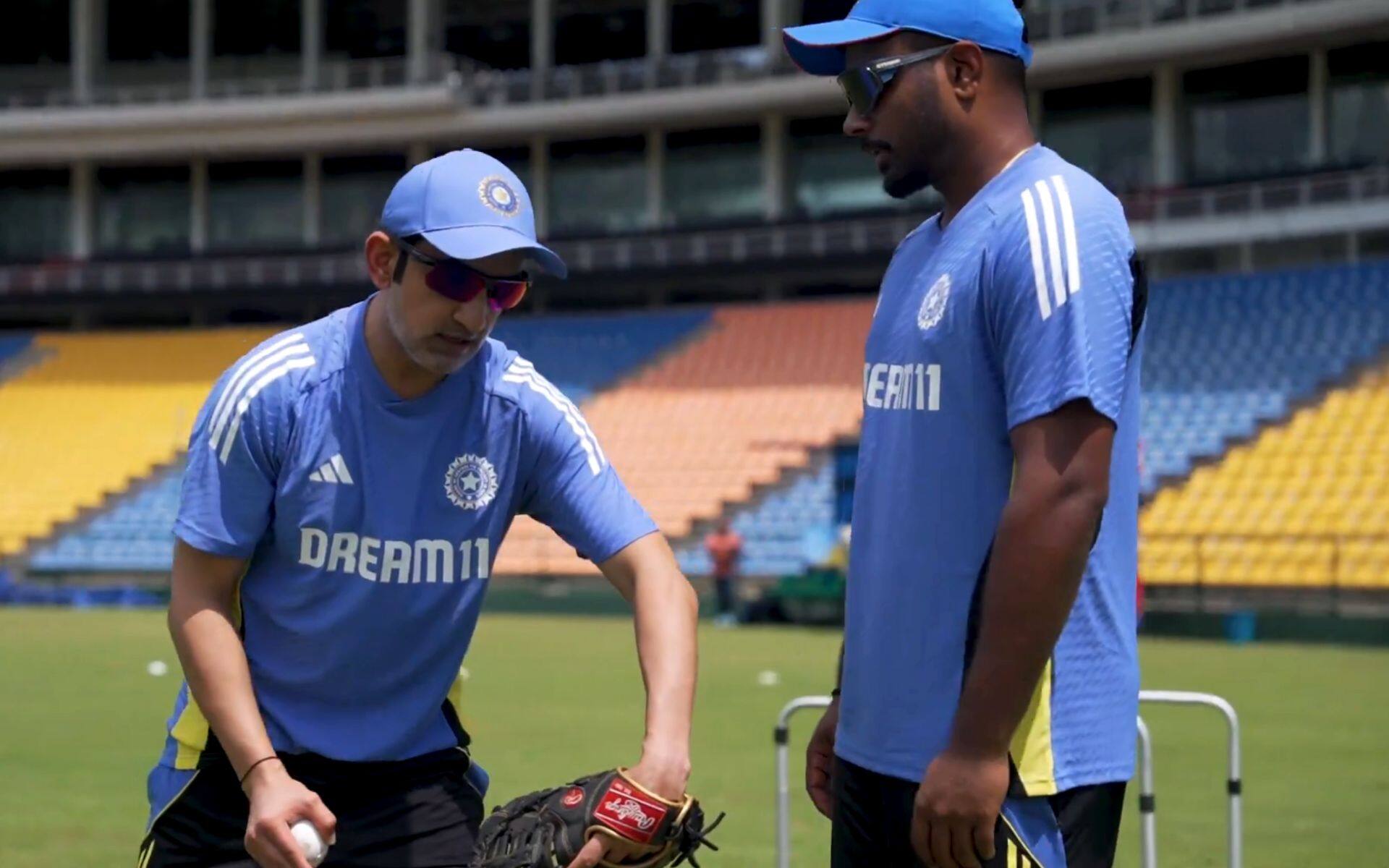 Gautam Gambhir, and Sanju Samson having a chat (X.com)