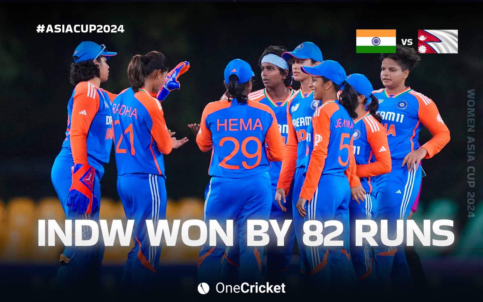 IND-W won by 82 runs [OneCricket]
