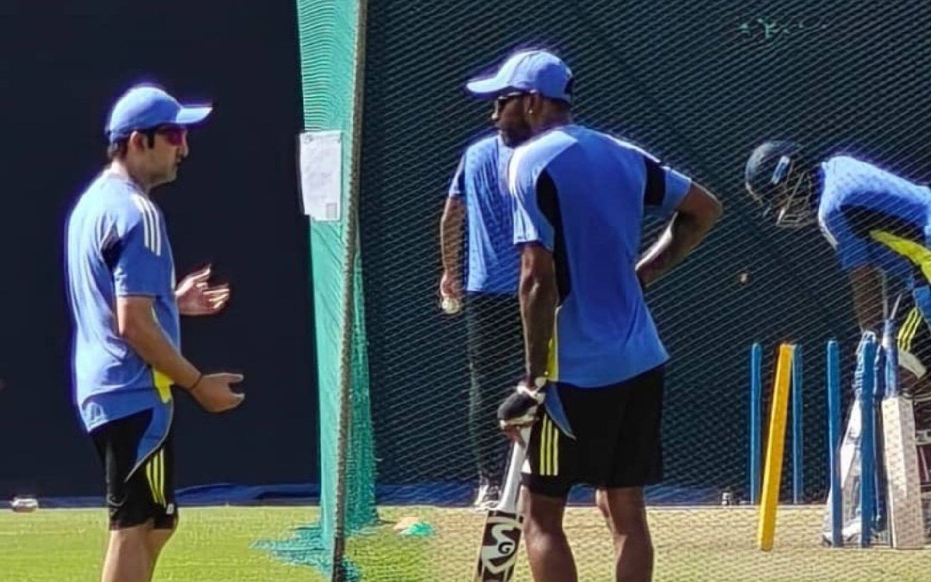 Pandya in nets with Gautam Gambhir ahead of SL vs IND (x.com)