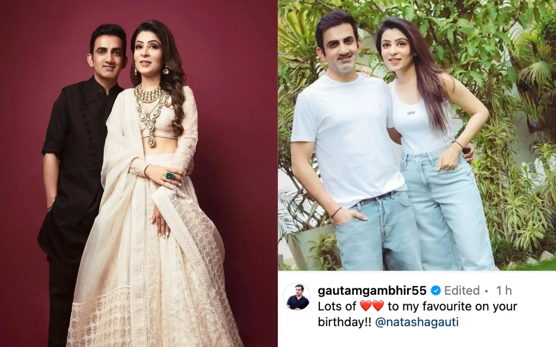 Gautam Gambhir with his wife Natasha Jain (X.com)