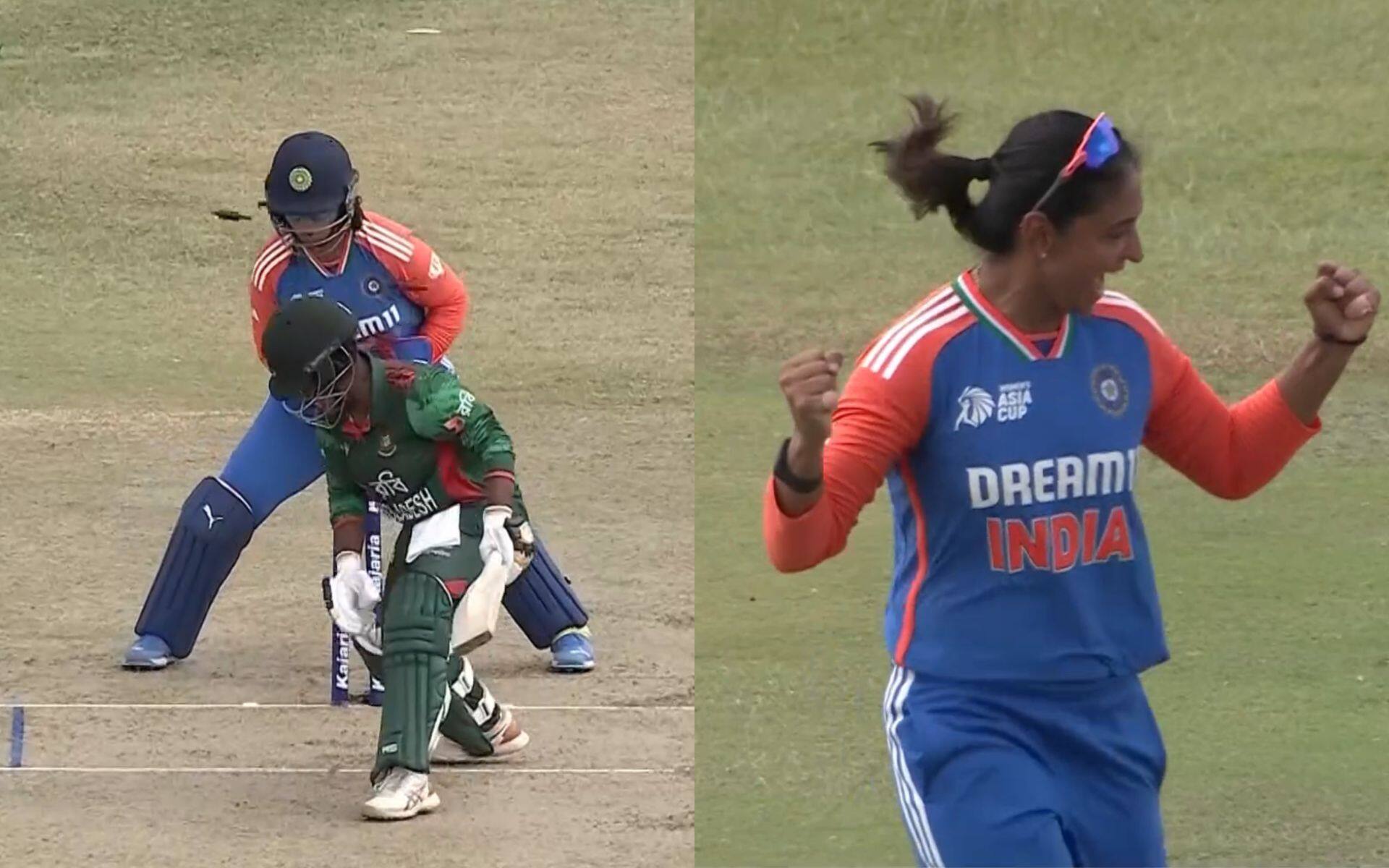 Harmanpreet Kaur's celebration after Radha Yadav's wicket (X.com)