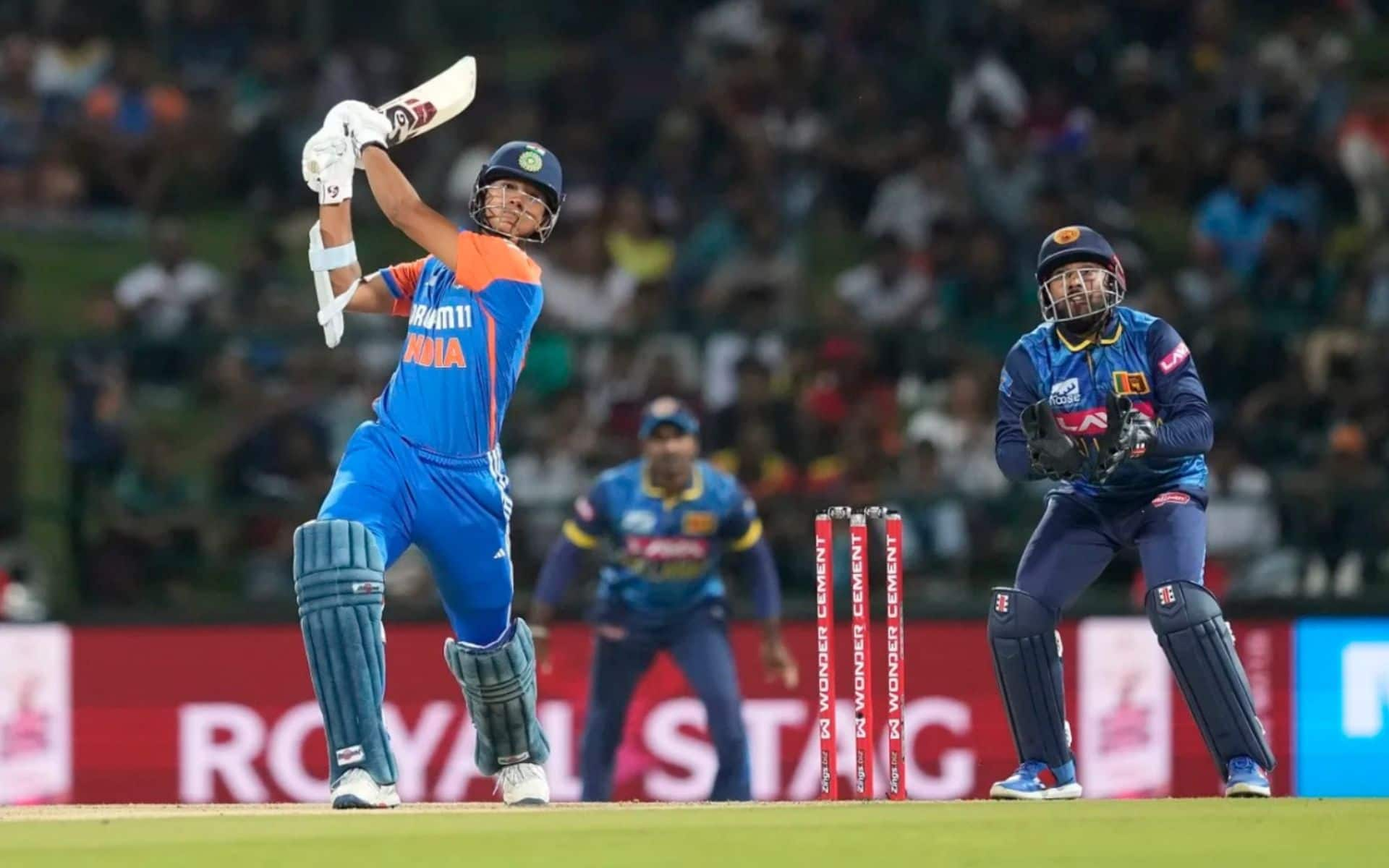 Yashasvi Jaiswal in action against Sri Lanka during the first T20I (AP)