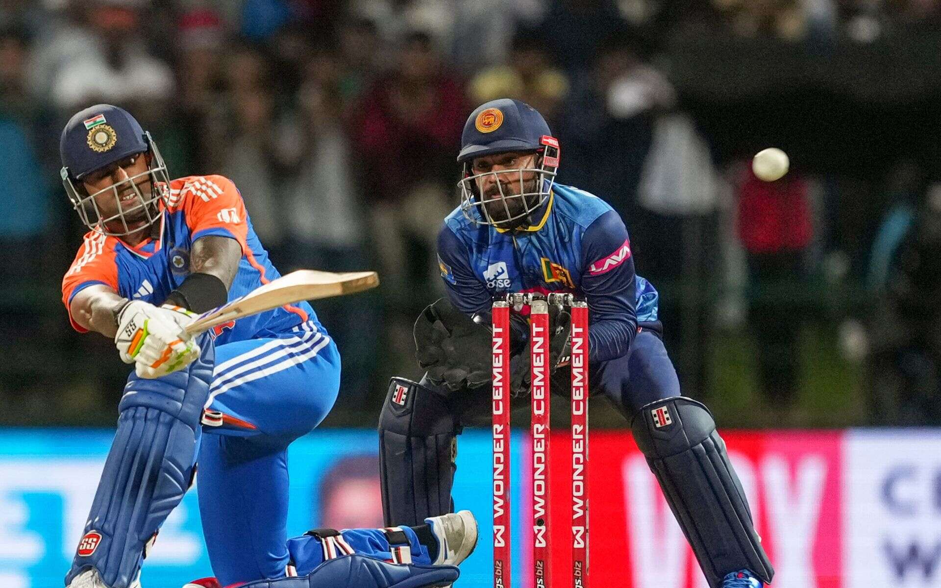 Suryakumar Yadav playing a sweep in SL vs IND 2nd T20I (PTI)