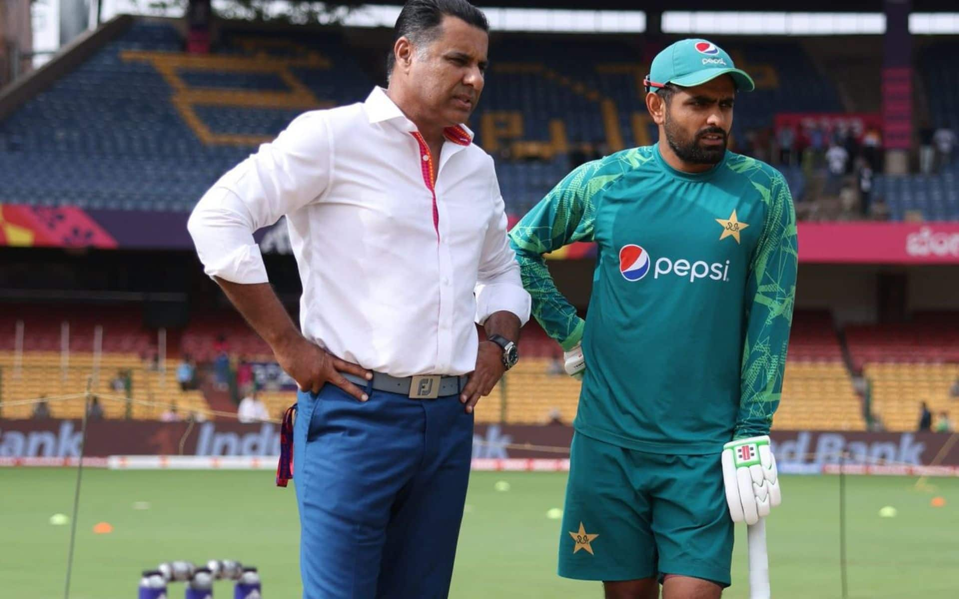 Waqar Younis with Babar Azam [X]