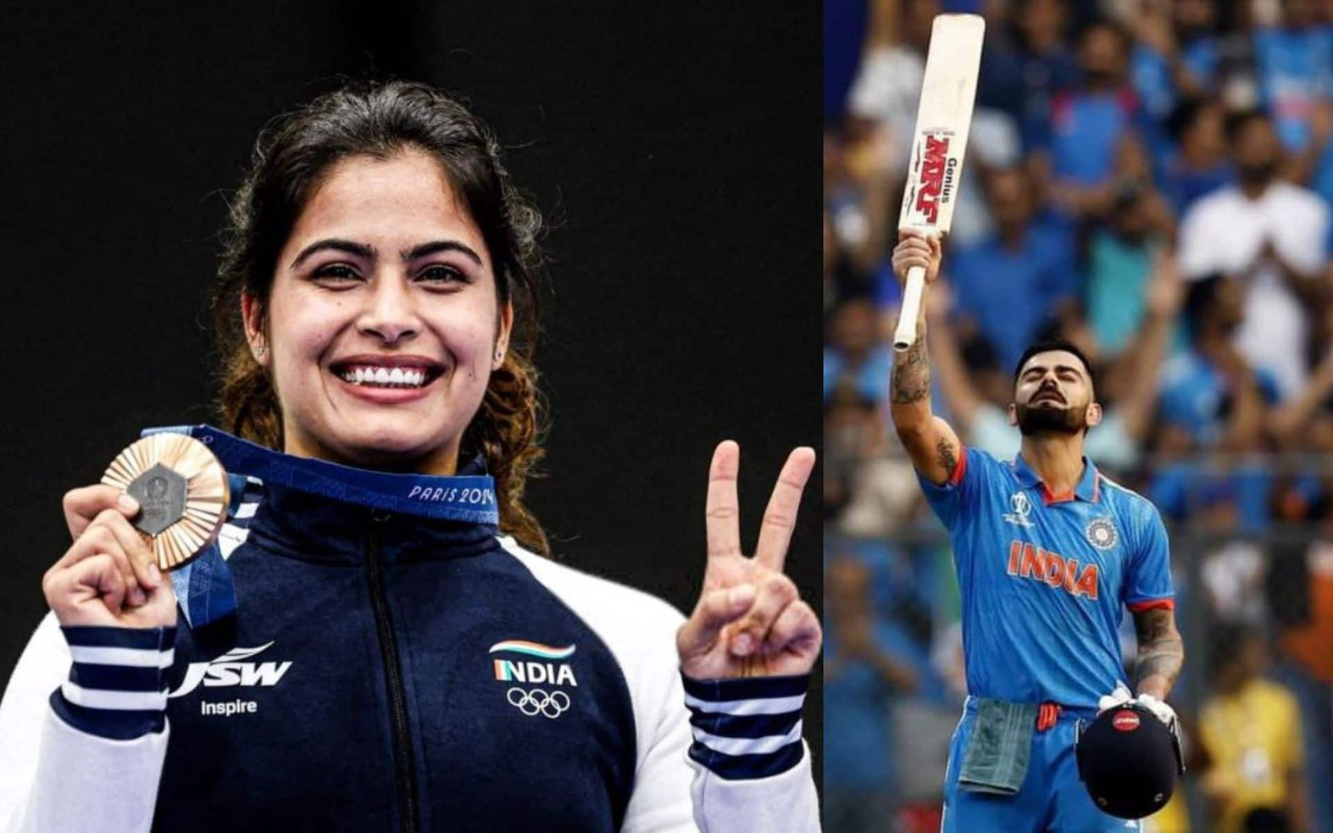 Manu Bhaker and Virat Kohli (X.com)