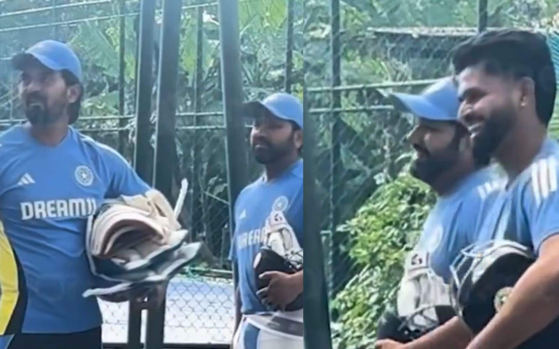 KL Raul, Shreyas Iyer and Rohit Sharma during SL practice session [X.com]