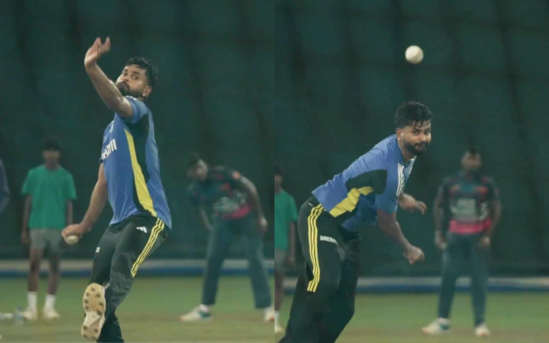 Shreyas Iyer bowling in nets (X.com)