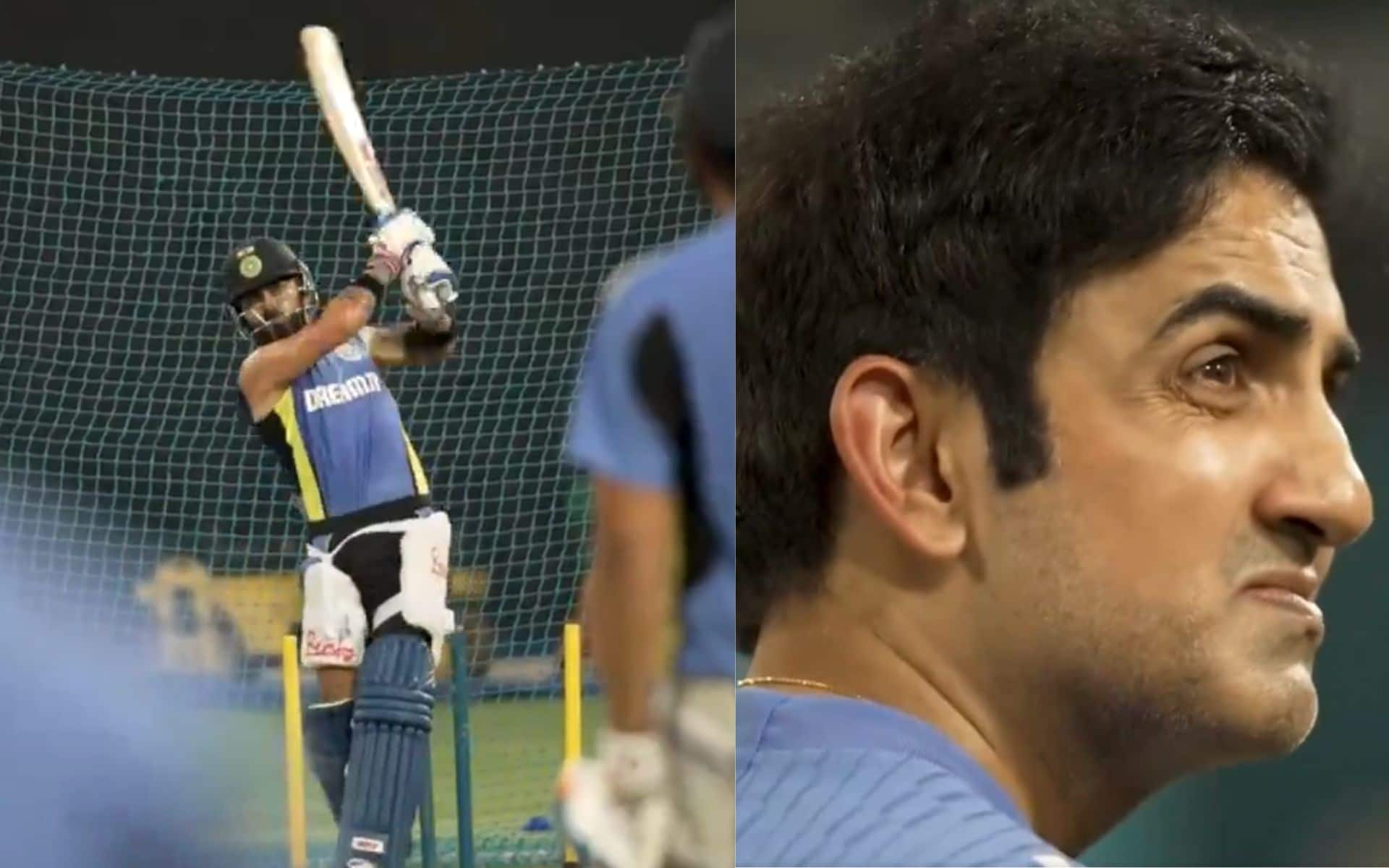 Gautam Gambhir reacts to Virat Kohli's shot [X.com]