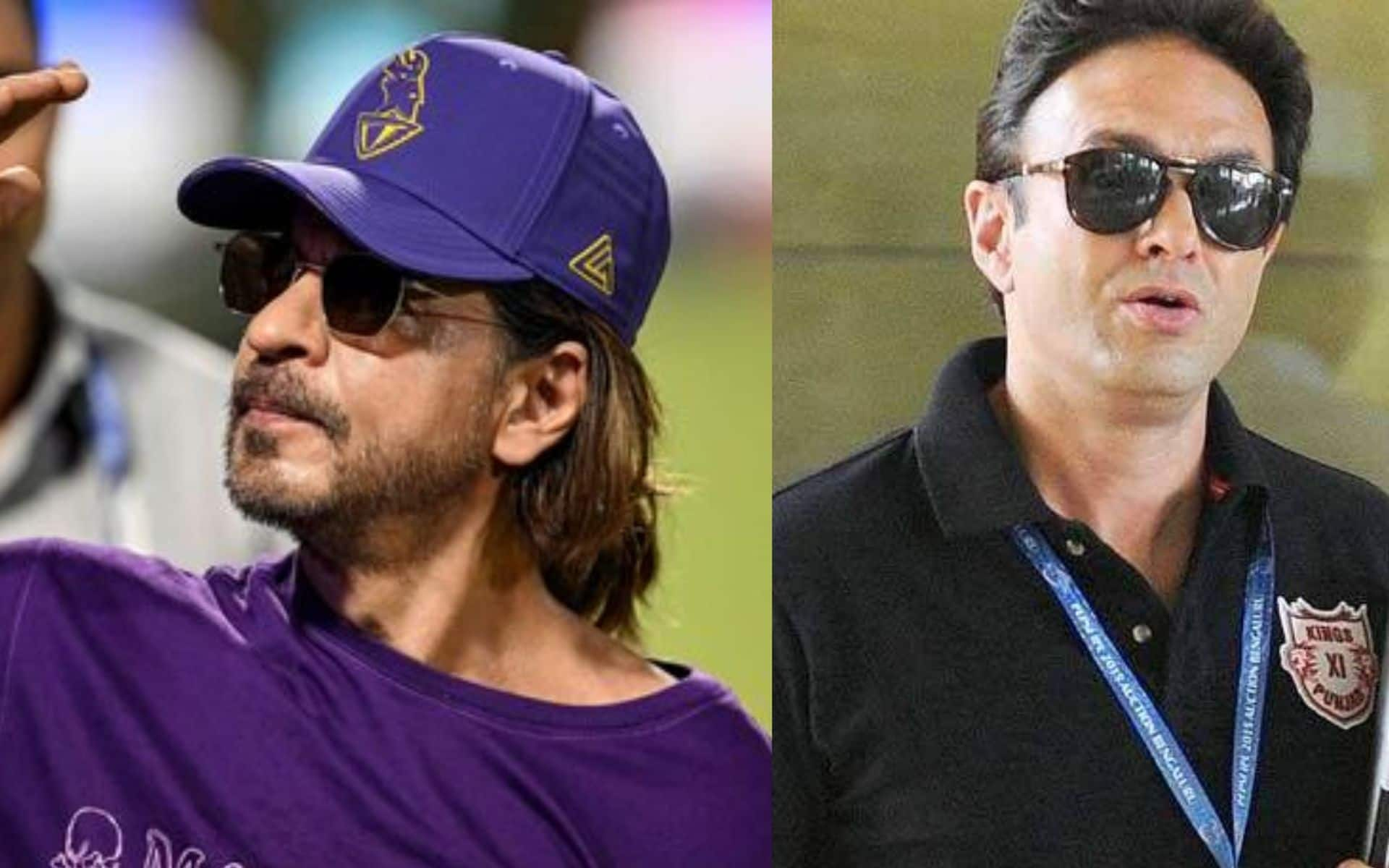 Punjab Kings' owner Ness Wadia and KKR co-owner Shah Rukh Khan [X.com]