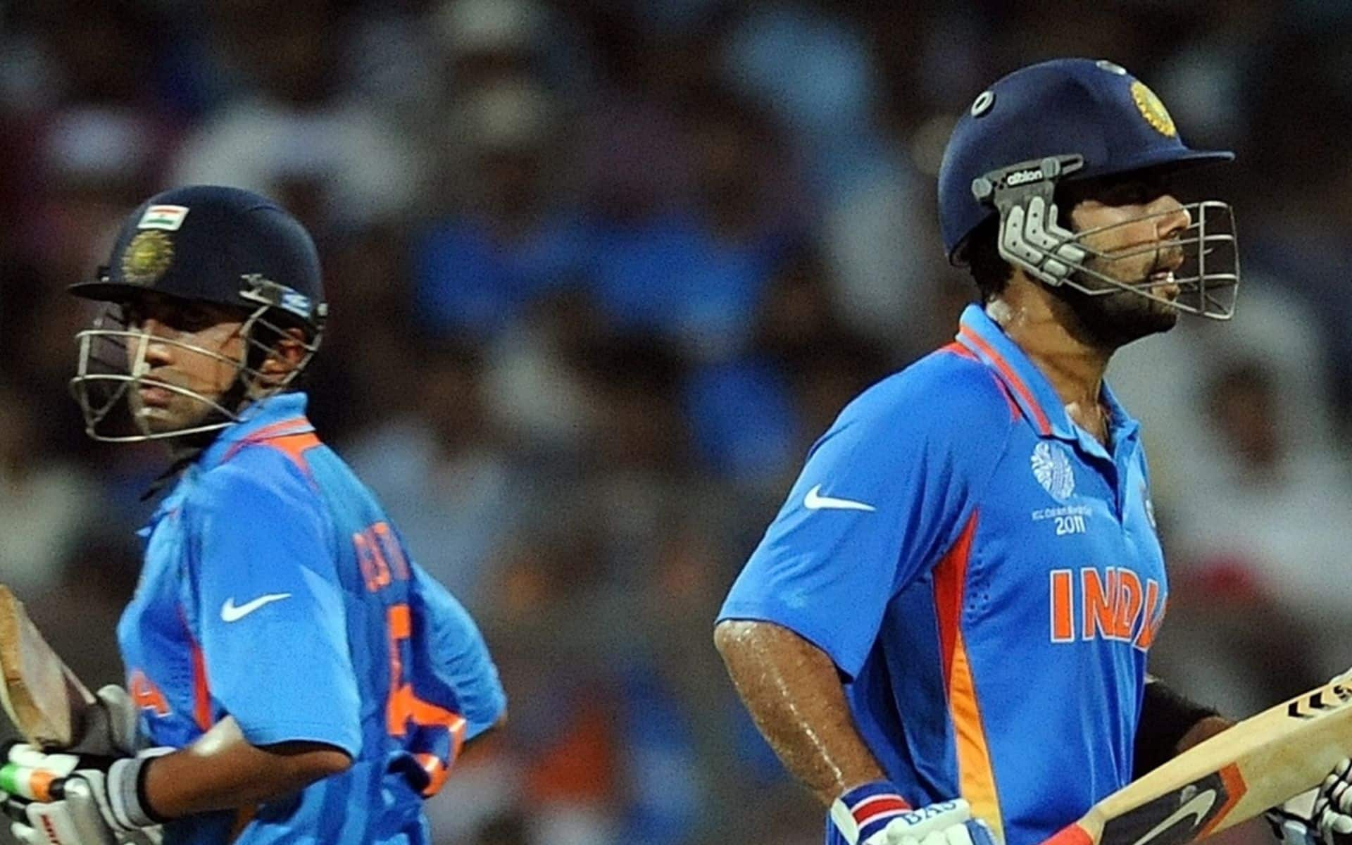 Gambhir and Kohli during the 2011 World Cup final (x.com)