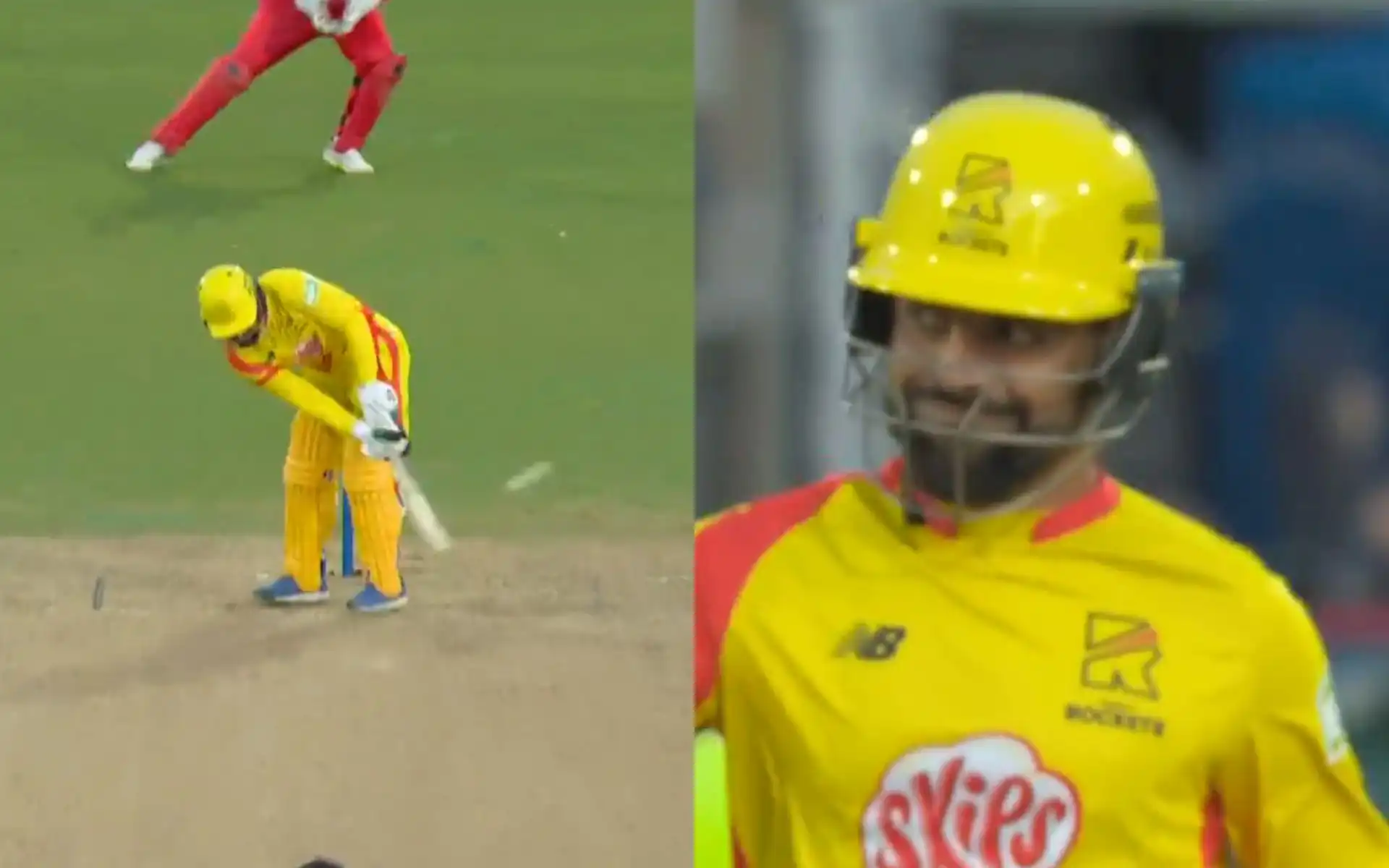 Rashid Khan's smile after an unorthodox four vs Haris Rauf (X.com)