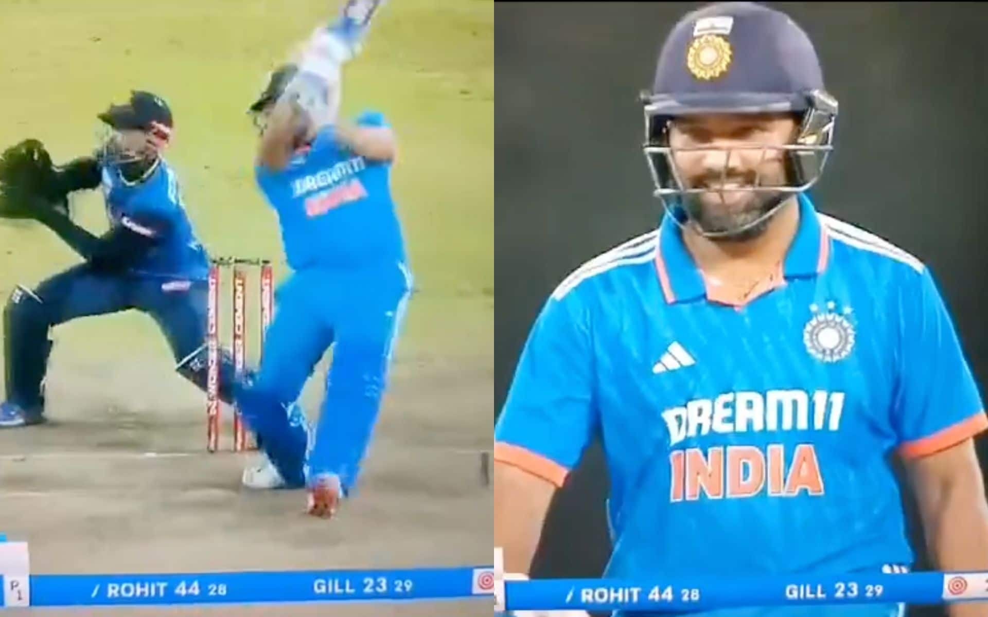 Rohit brought up his 50 with a six [X]