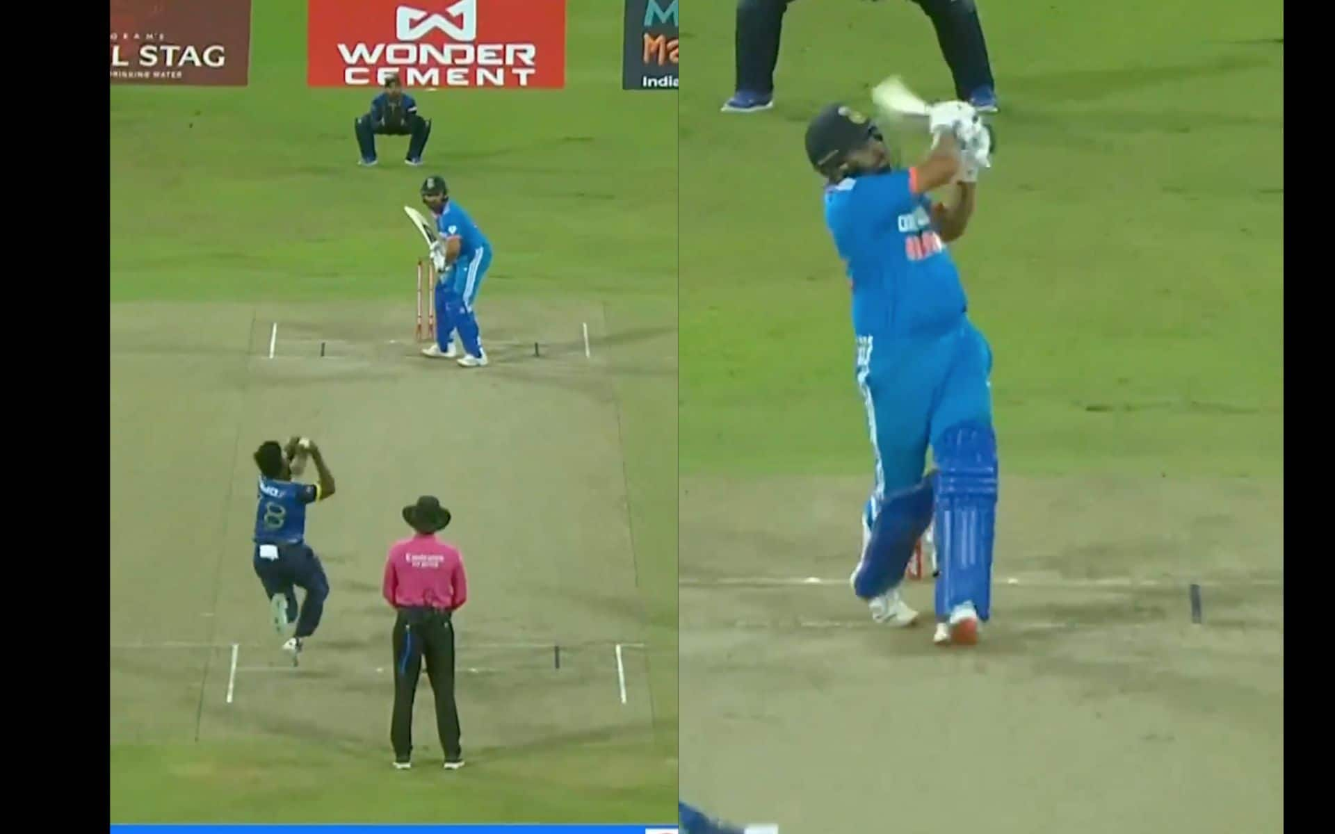 Rohit Sharma's trademark pull shot (x)