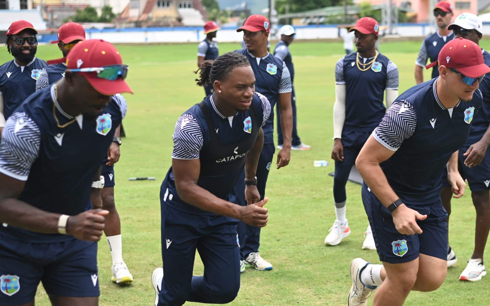 West Indies players during a training session ahead of first Test (x.com)