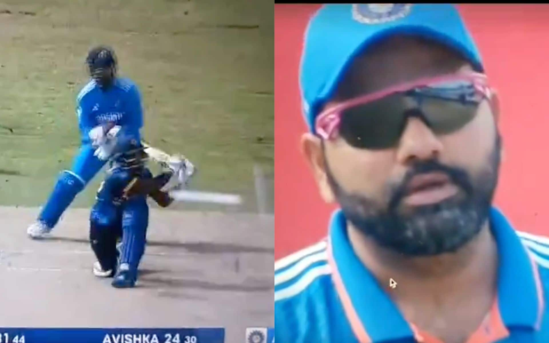 Rohit's angry look as Nissanka takes on Axar [X]