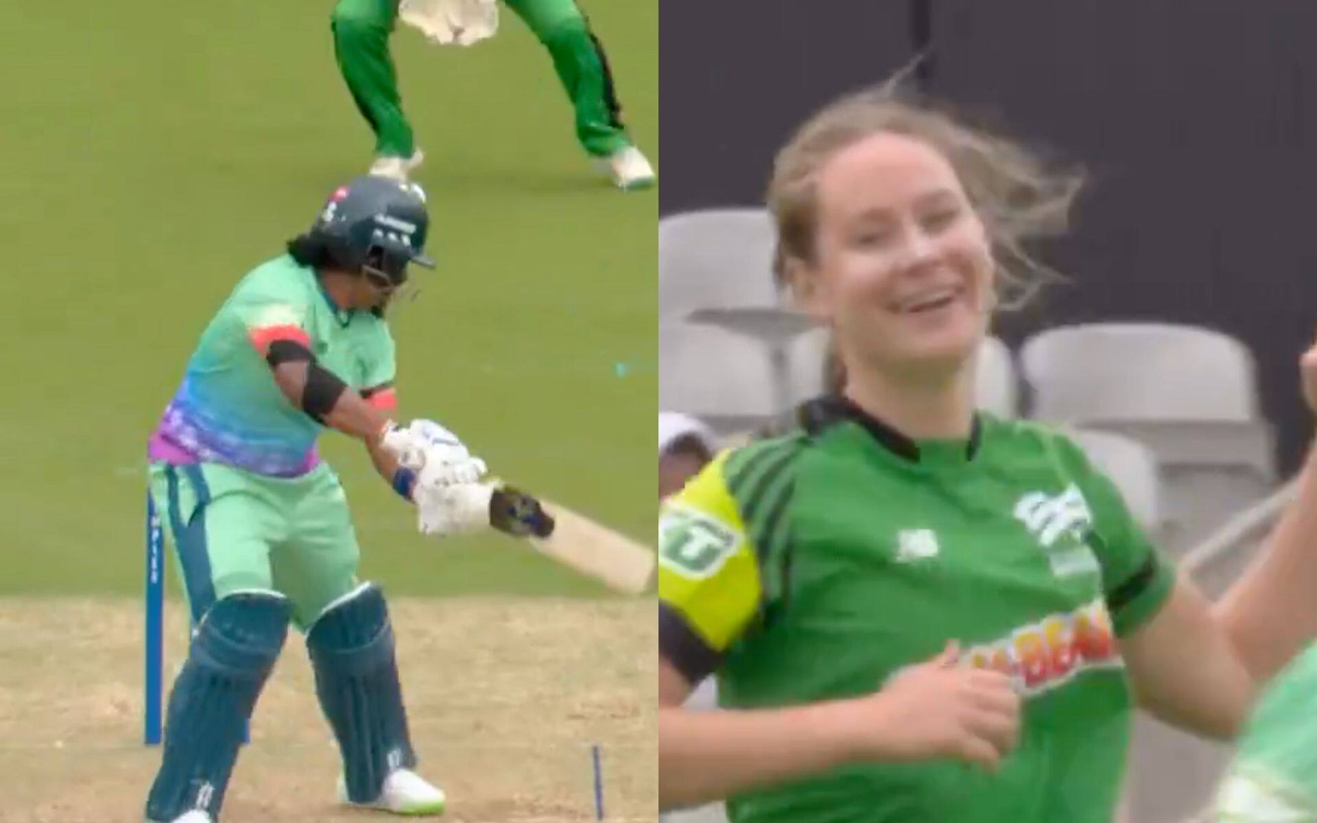 Chamari Athapaththu was dismissed by Lauren Cheatle in the 22nd Match of The Women's Hundred [X]