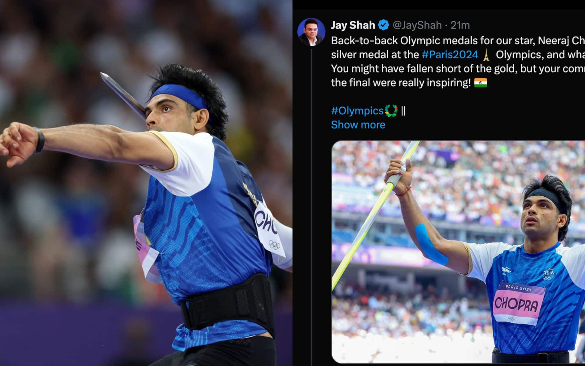 Jay Shah hailed Neeraj Chopra [X]