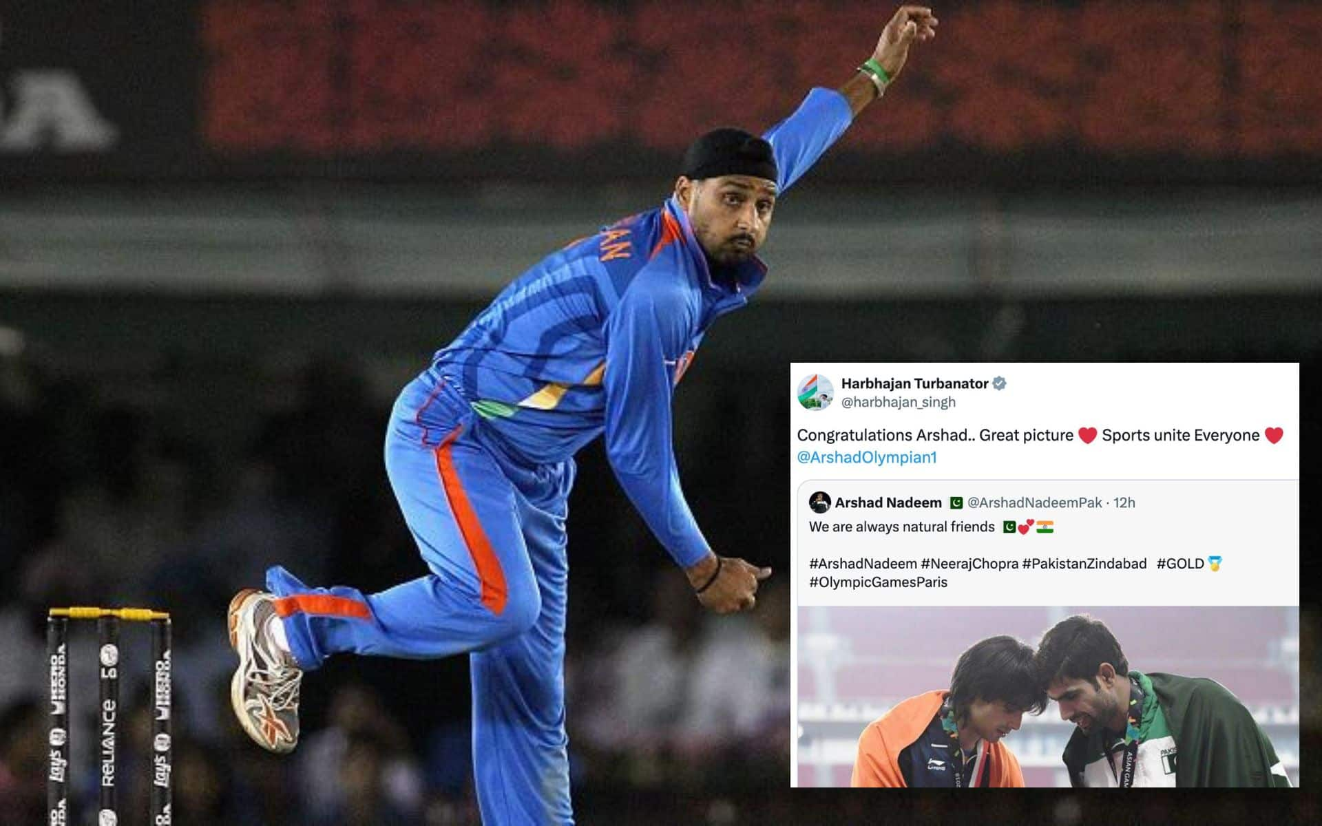 Harbhajan Singh mistakenly reacts on Arshad Nadeem's fake account (x)