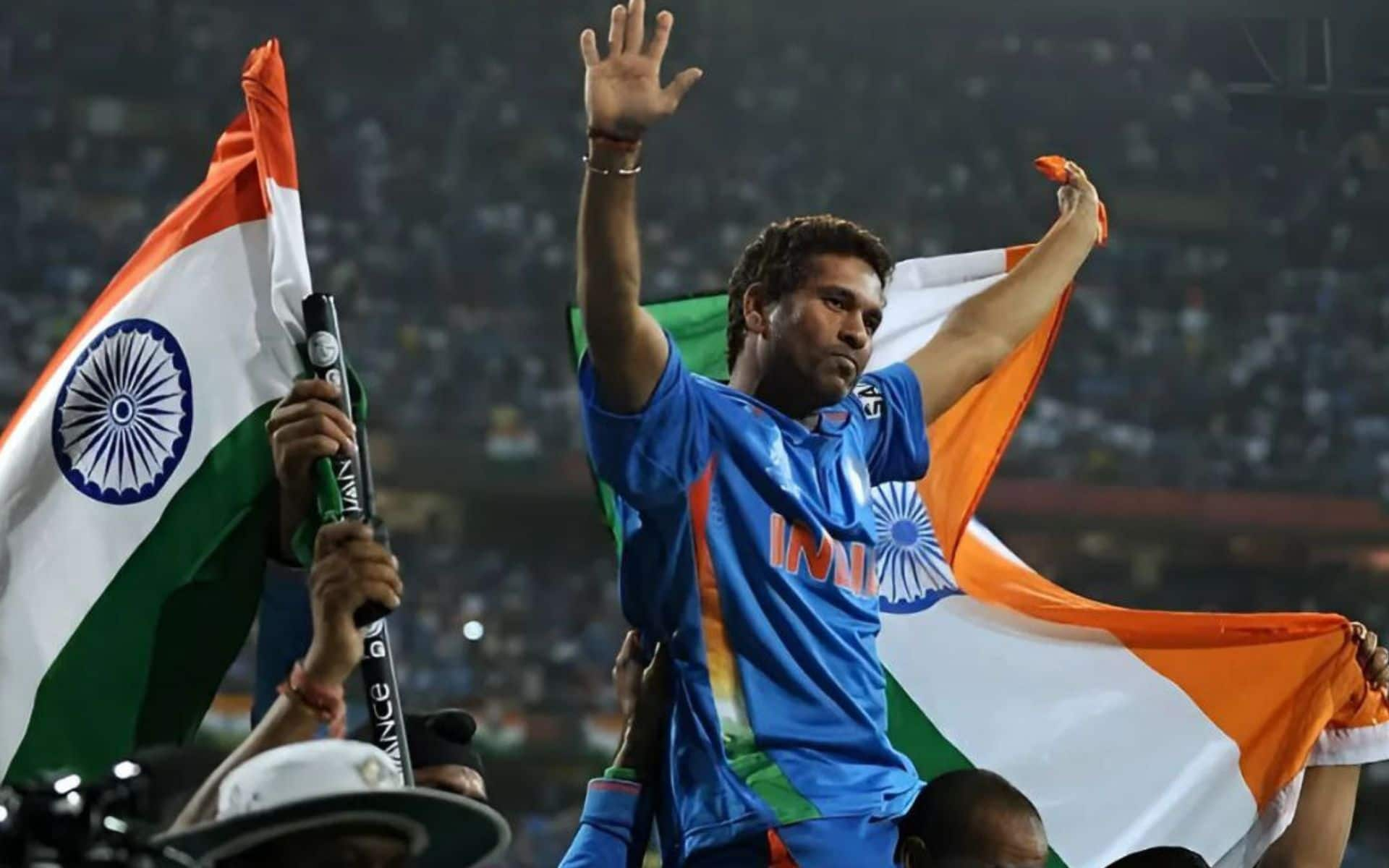 Sachin Tendulkar after winning the 2011 Cricket World Cup [X]