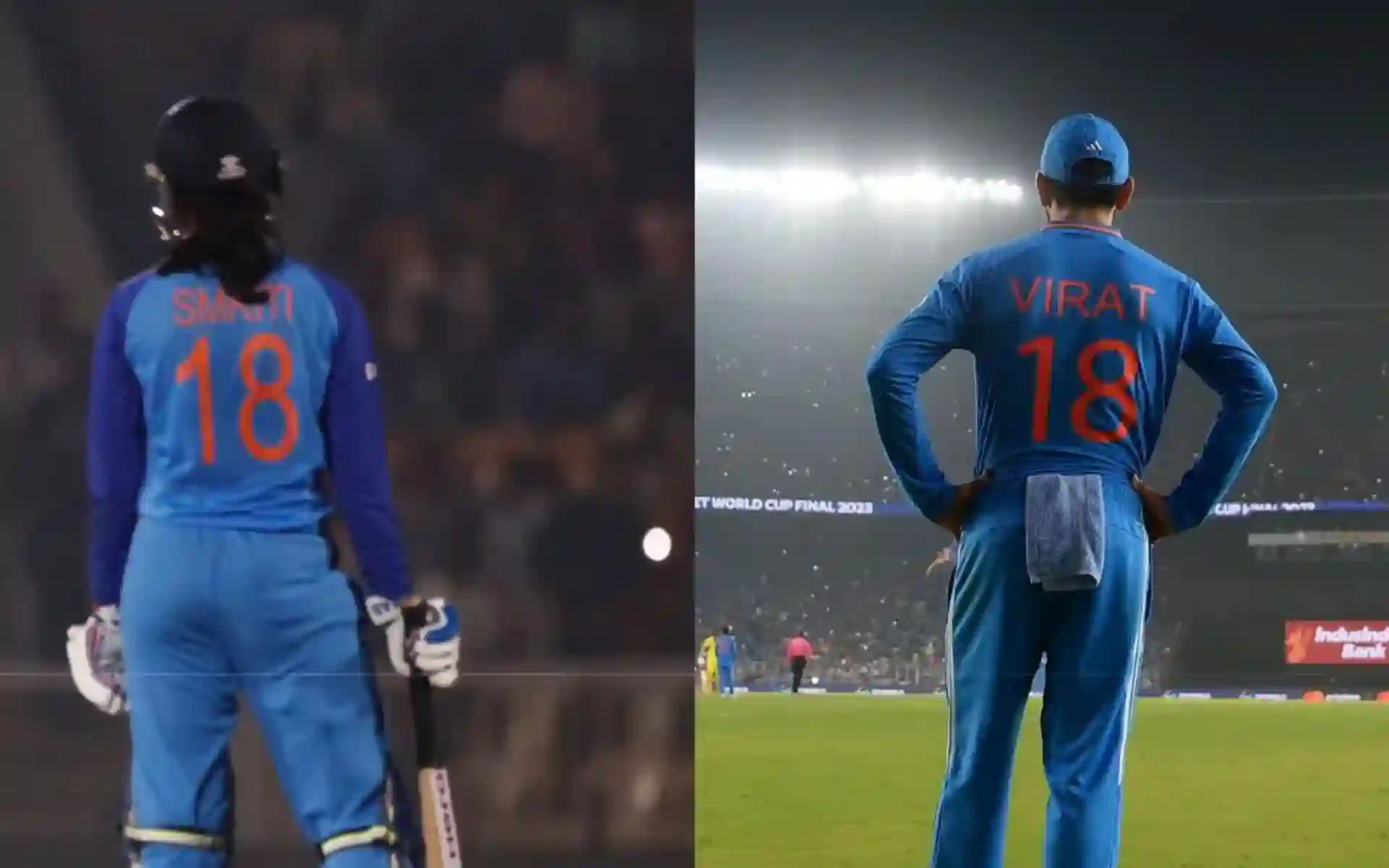 Both Smriti Mandhan and Virat Kohli wear the jersey no. 18 [X]