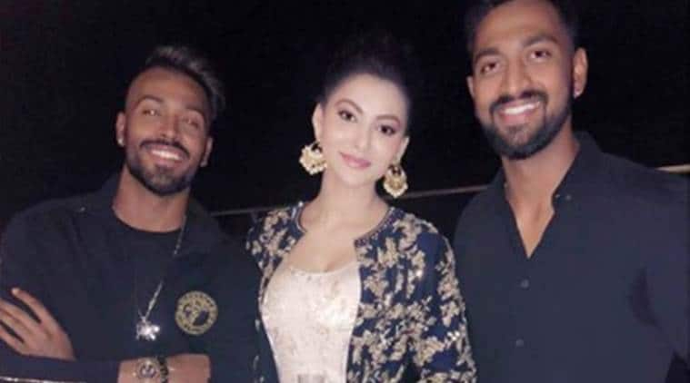 Hardik Pandya and Krunal Pandya with Urvashi Rautela (x.com)