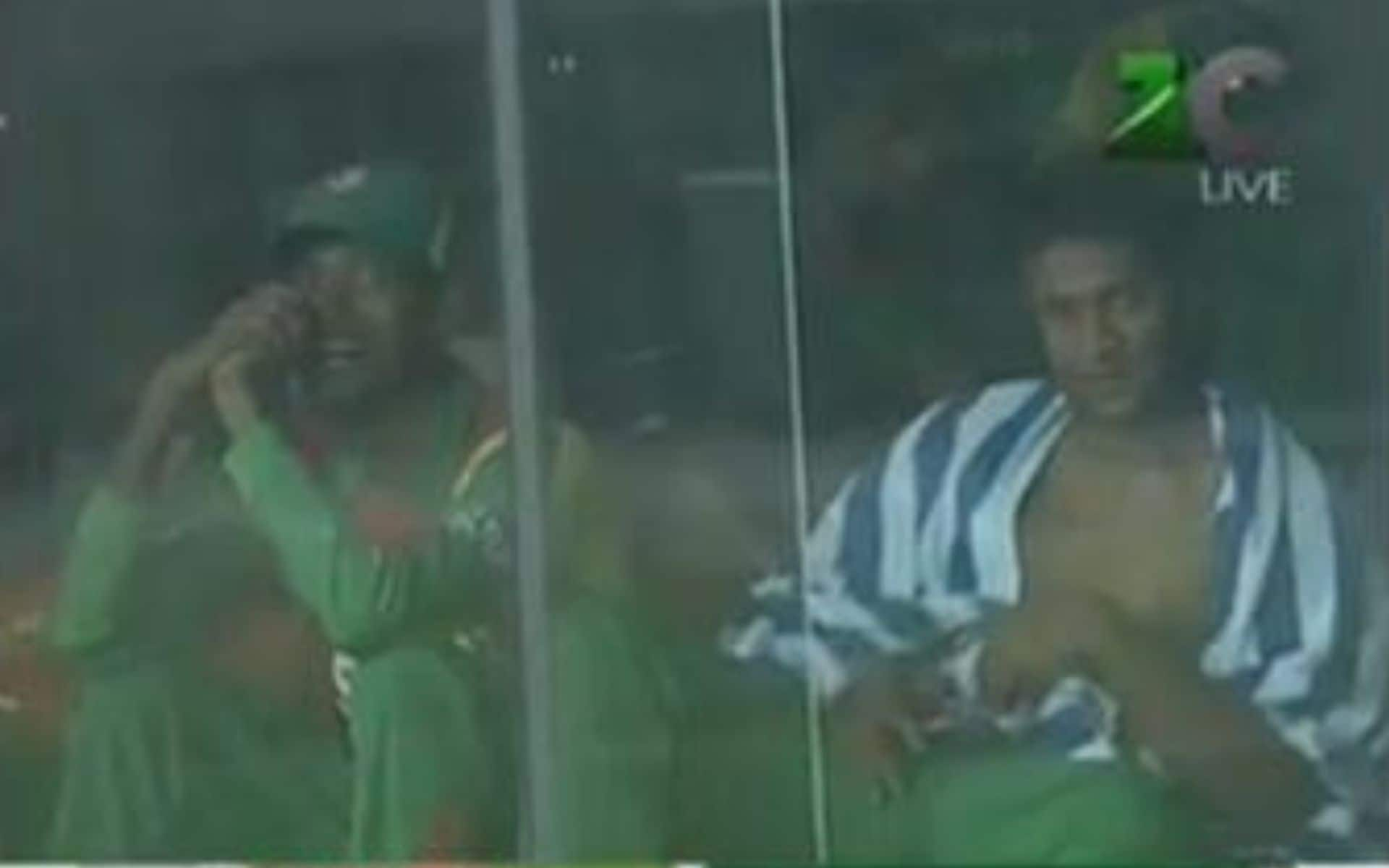 Shakib Al Hasan making an inappropriate gesture after his dismissal (Twitter)