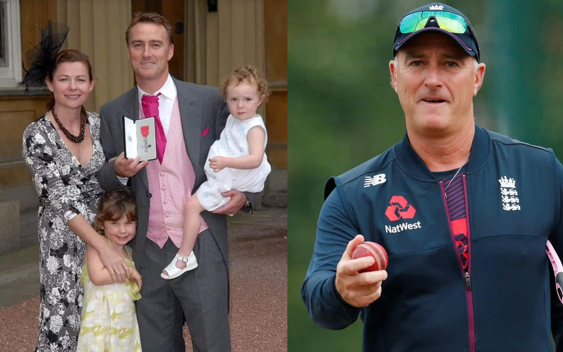 An old picture of Graham Thorpe with his wife and kids (L); a file photo of Thorpe (R) [X.com]