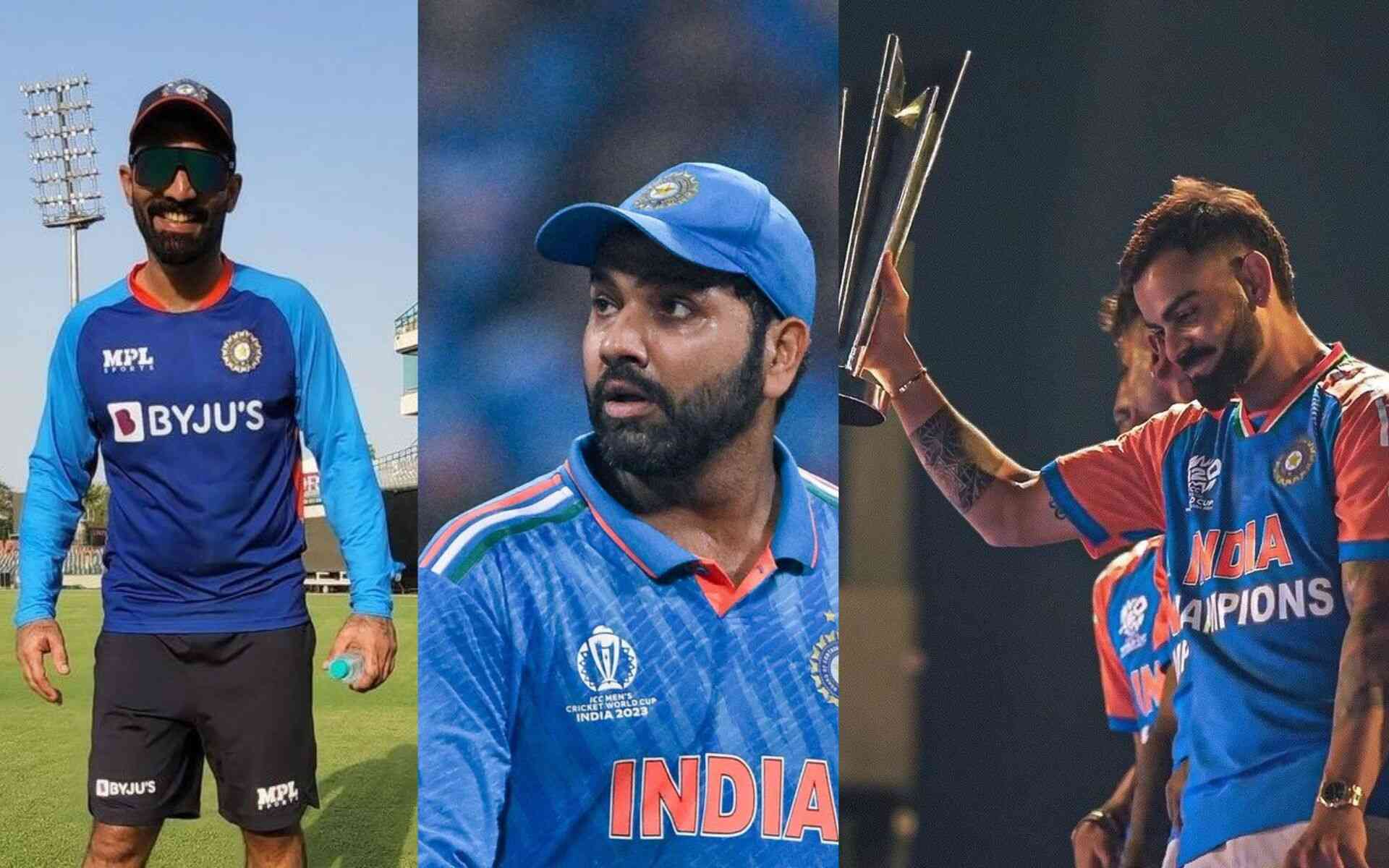 Dinesh Karthik, Rohit Sharma and Virat Kohli (X.com)