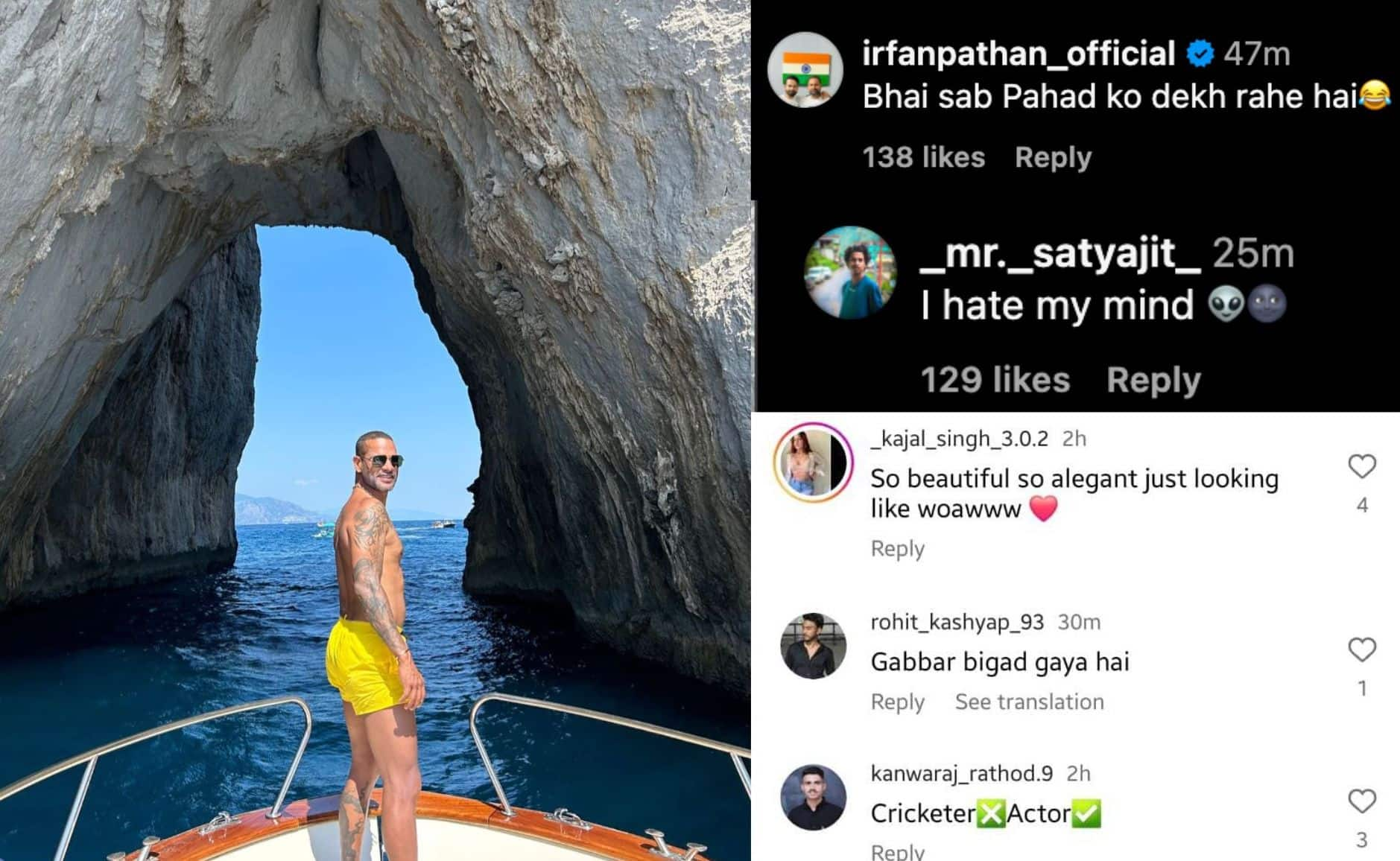 Fans flood on Dhawan's instagram post with hilarious comments (X.com)