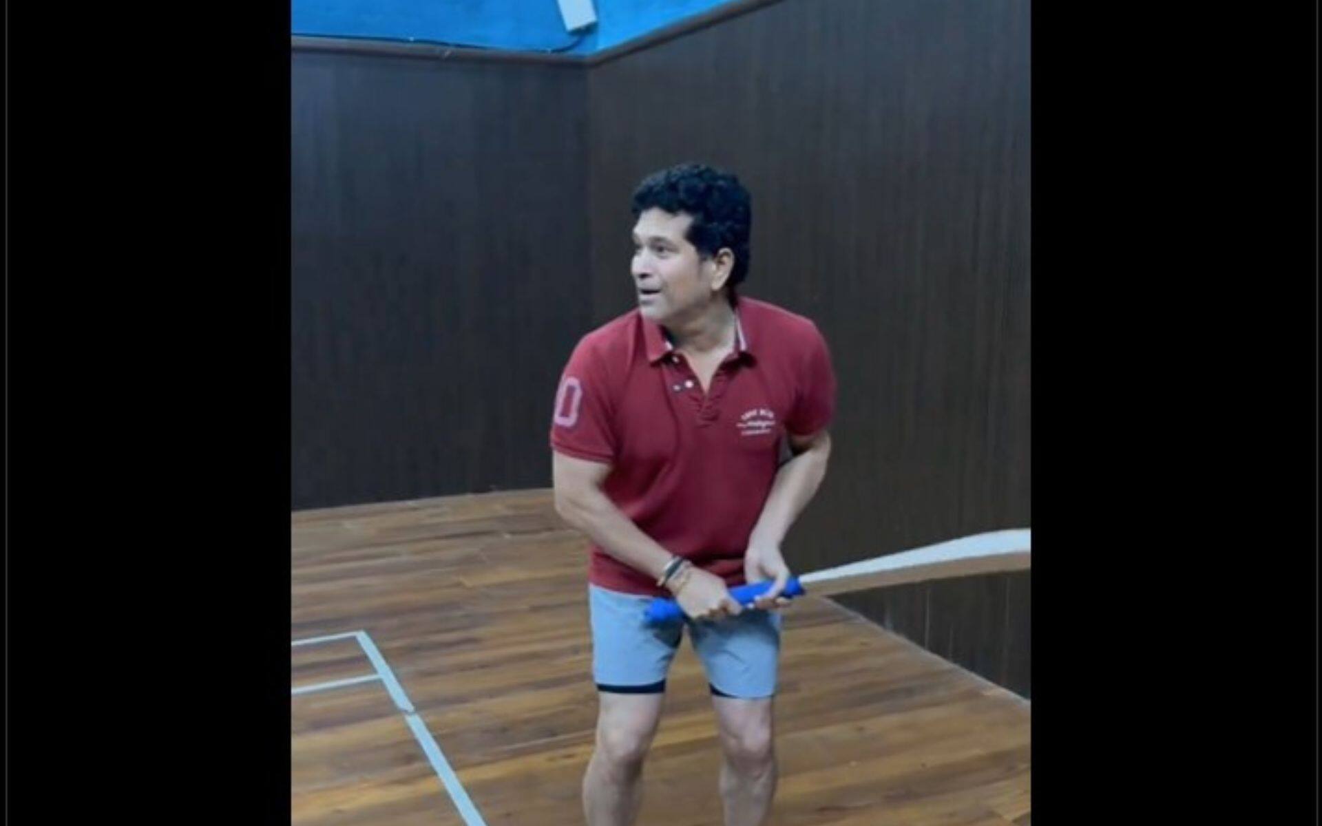 Sachin Tendulkar in action as a left-handed batter (x.com)