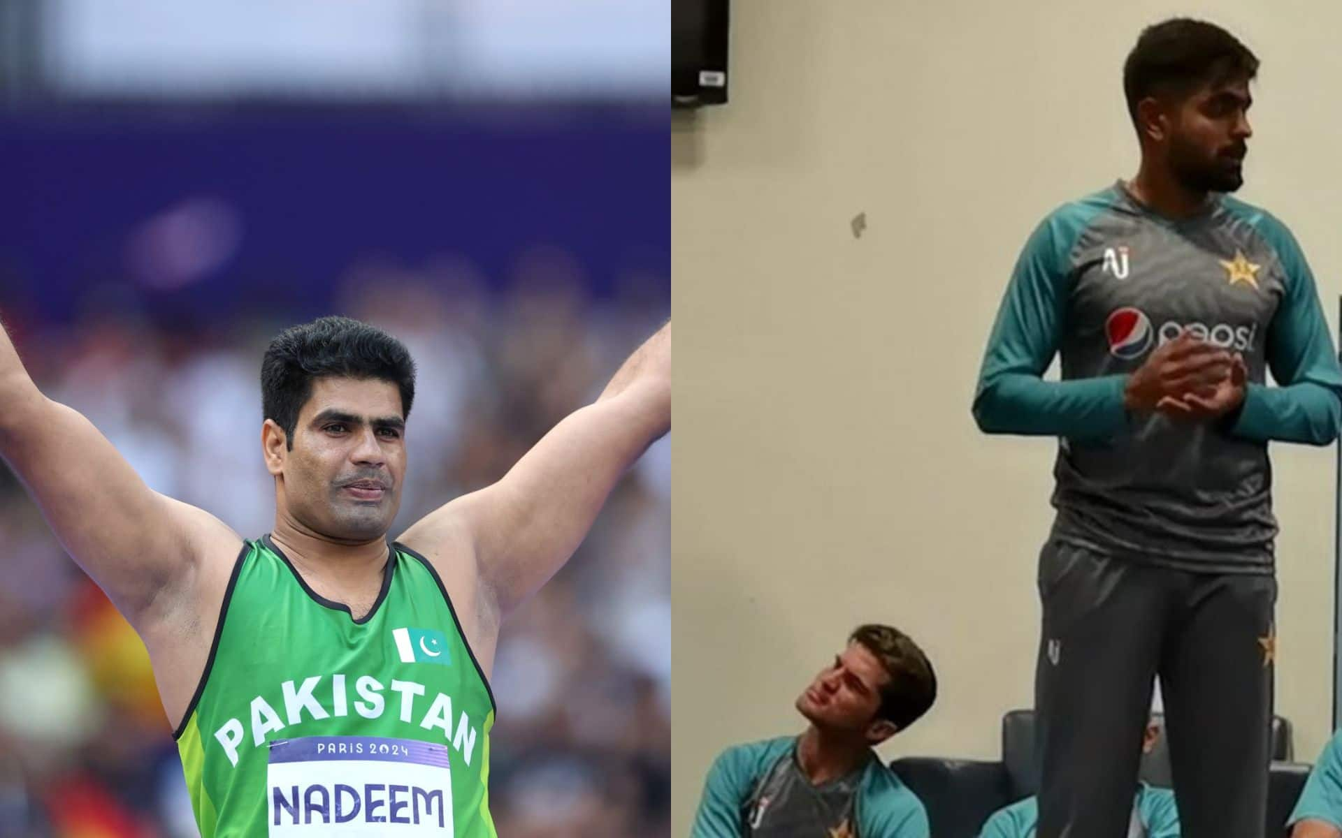 Arshad Nadeem (L) won a gold medal for Pakistan in Paris Olympics 2024 (X.com)