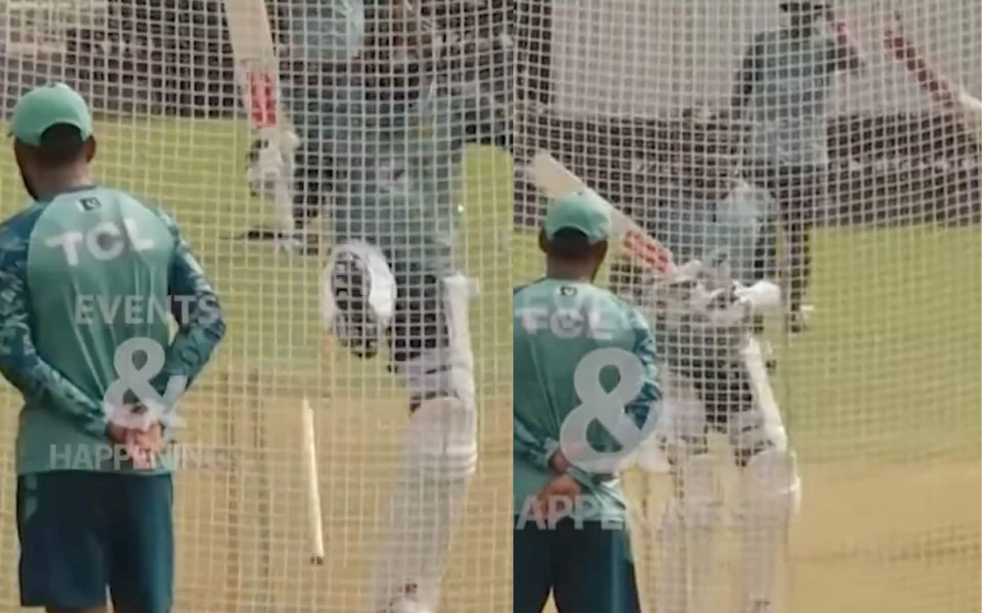 Babar Azam kicking stump in PAK training session (X.com)