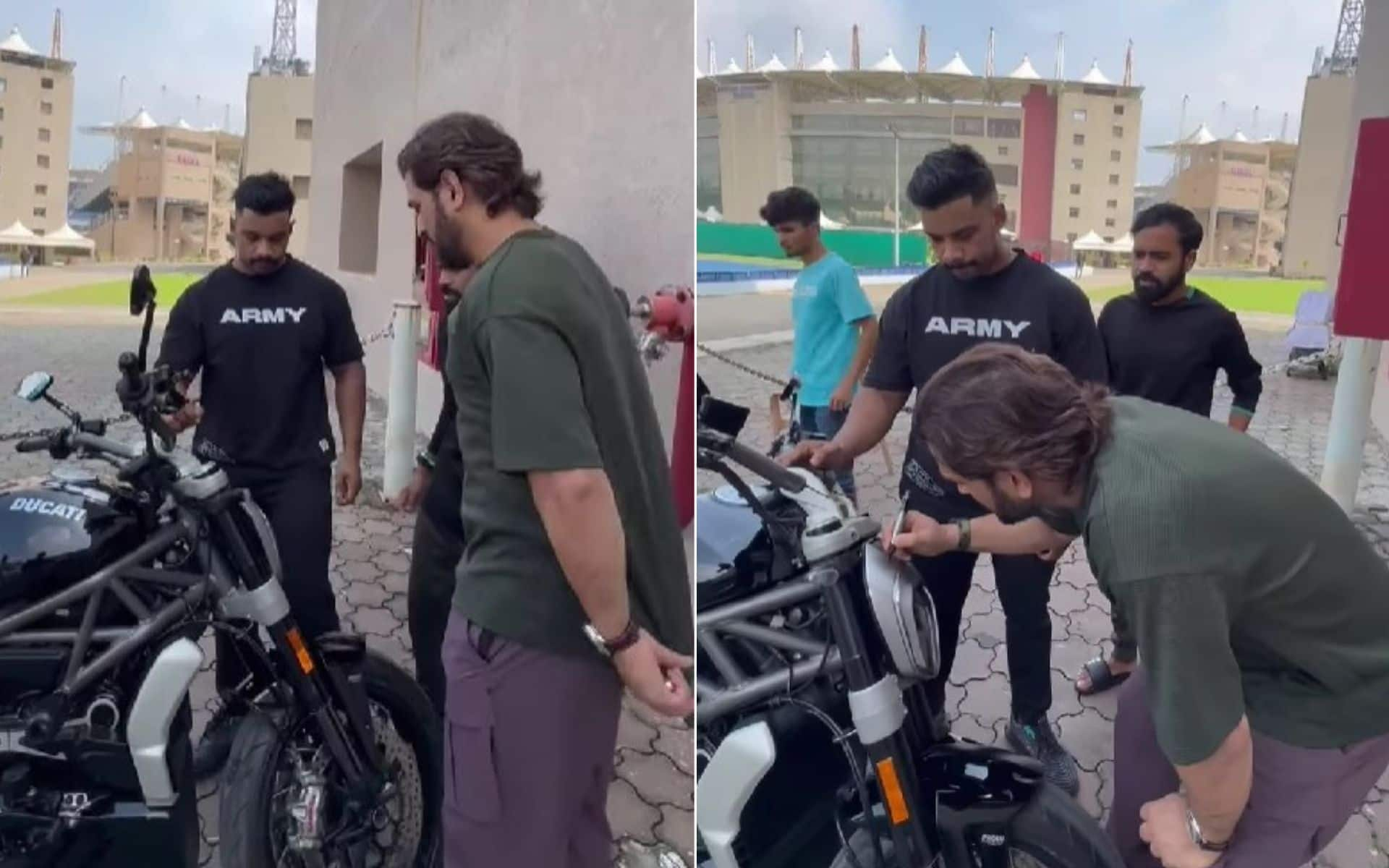 MS Dhoni autographs his fan's bike (Instagram)