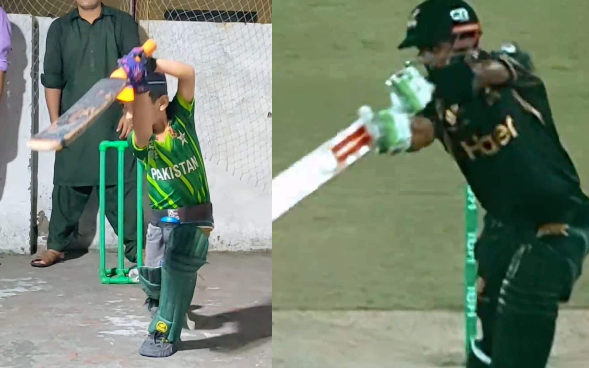 Faizan replicating Babar Azam's cover drive [X]