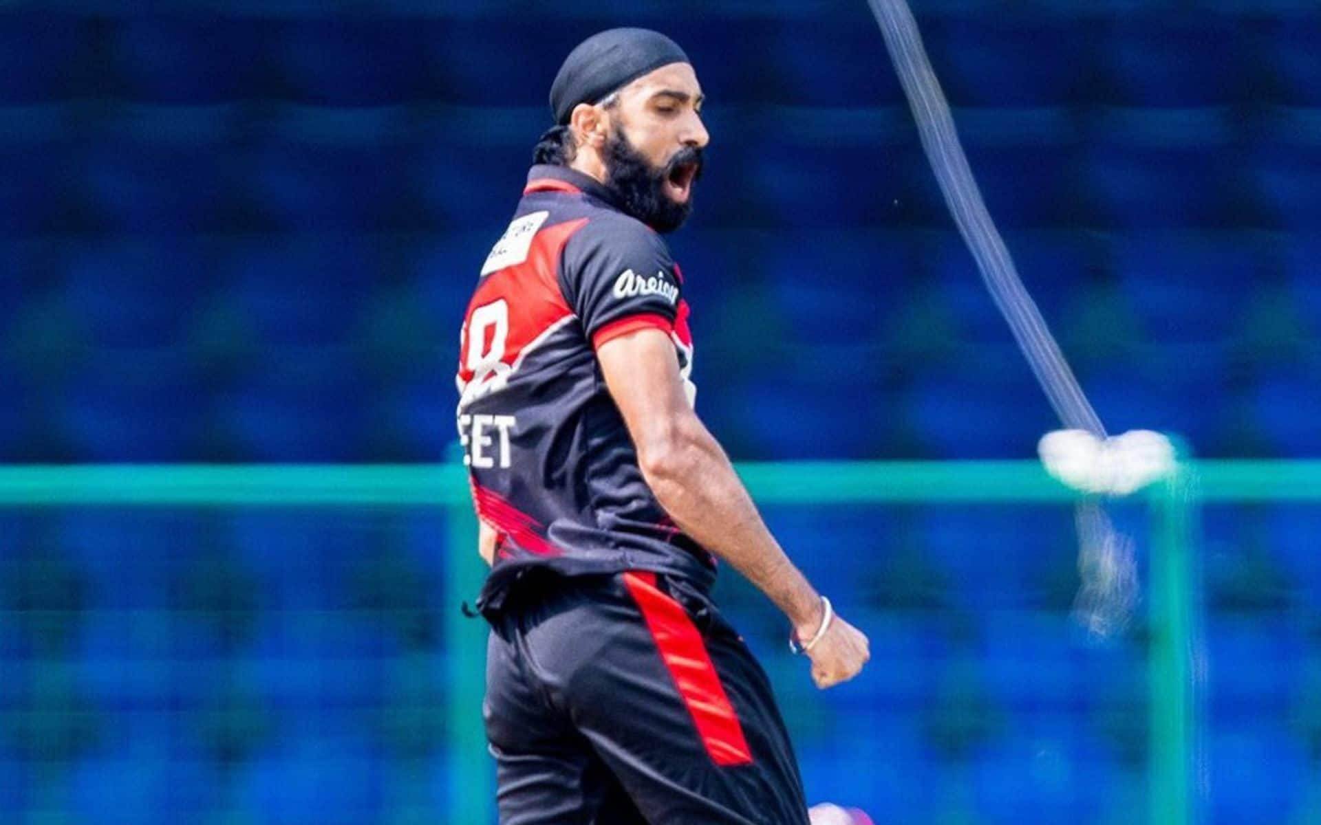 Simarjeet Singh after picking up three wickets in the Delhi Premier League 2024 [X]