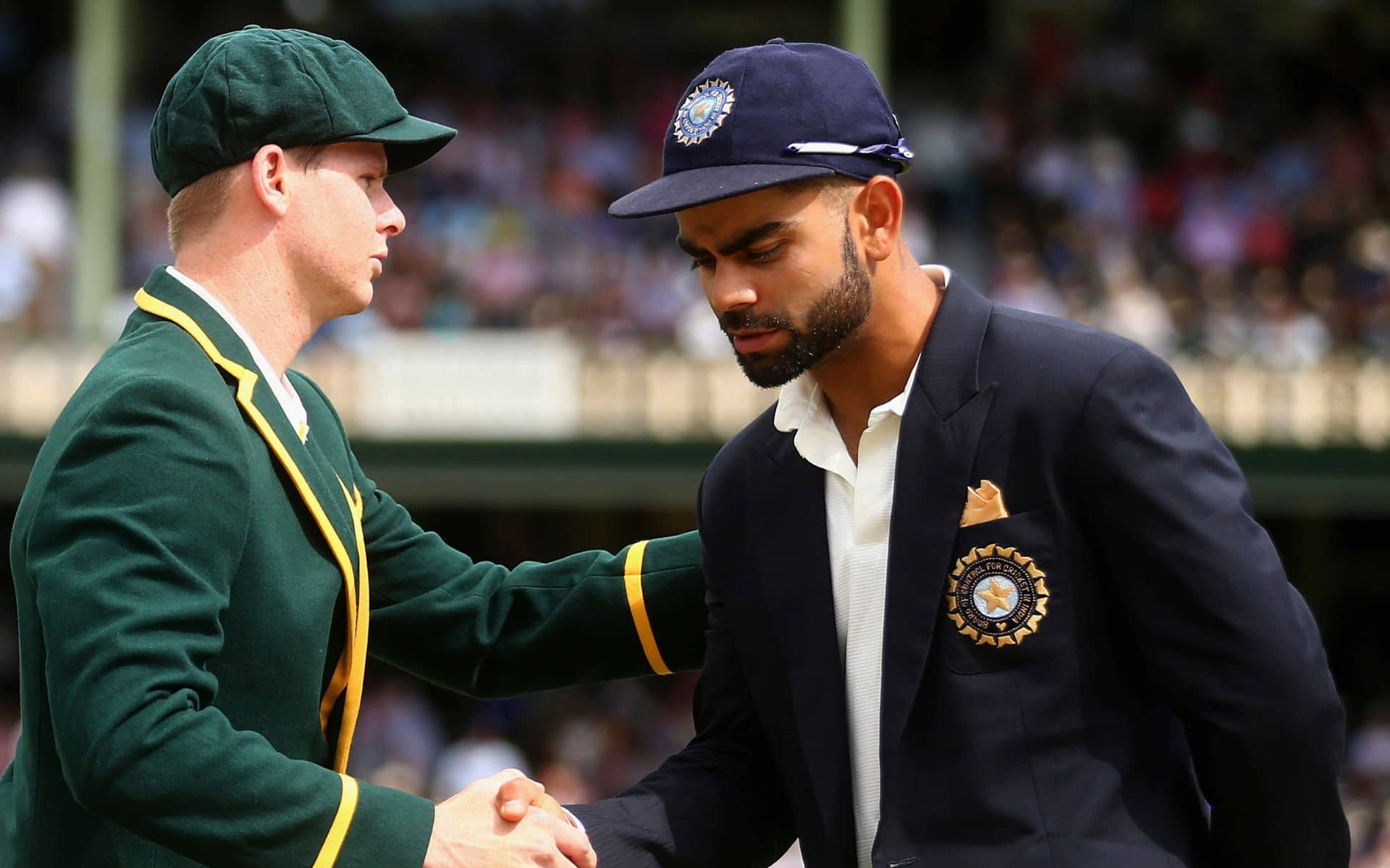 Virat Kohli and Steve Smith shaking hands (X.com)