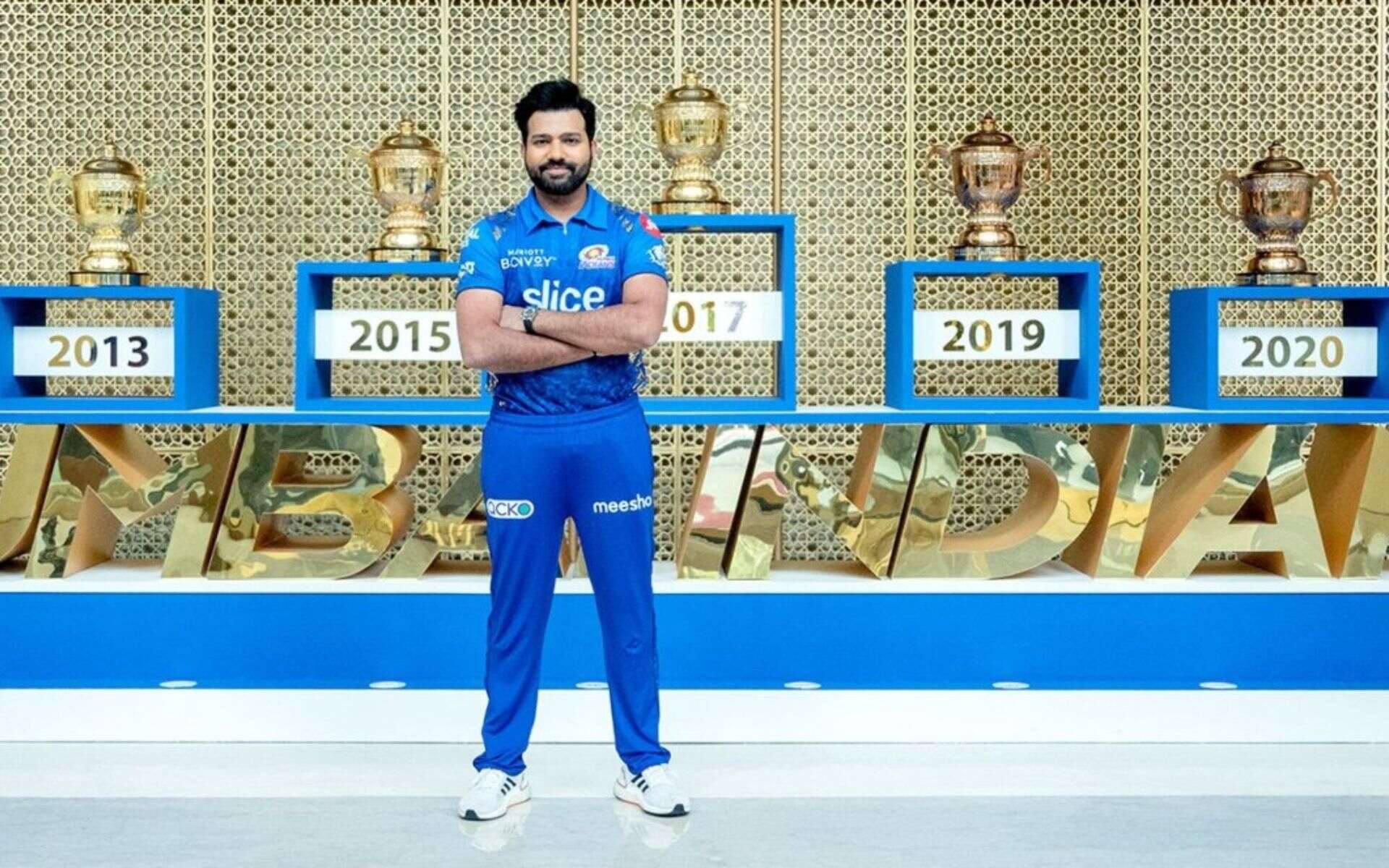 Rohit Sharma with IPL trophies (X.com)