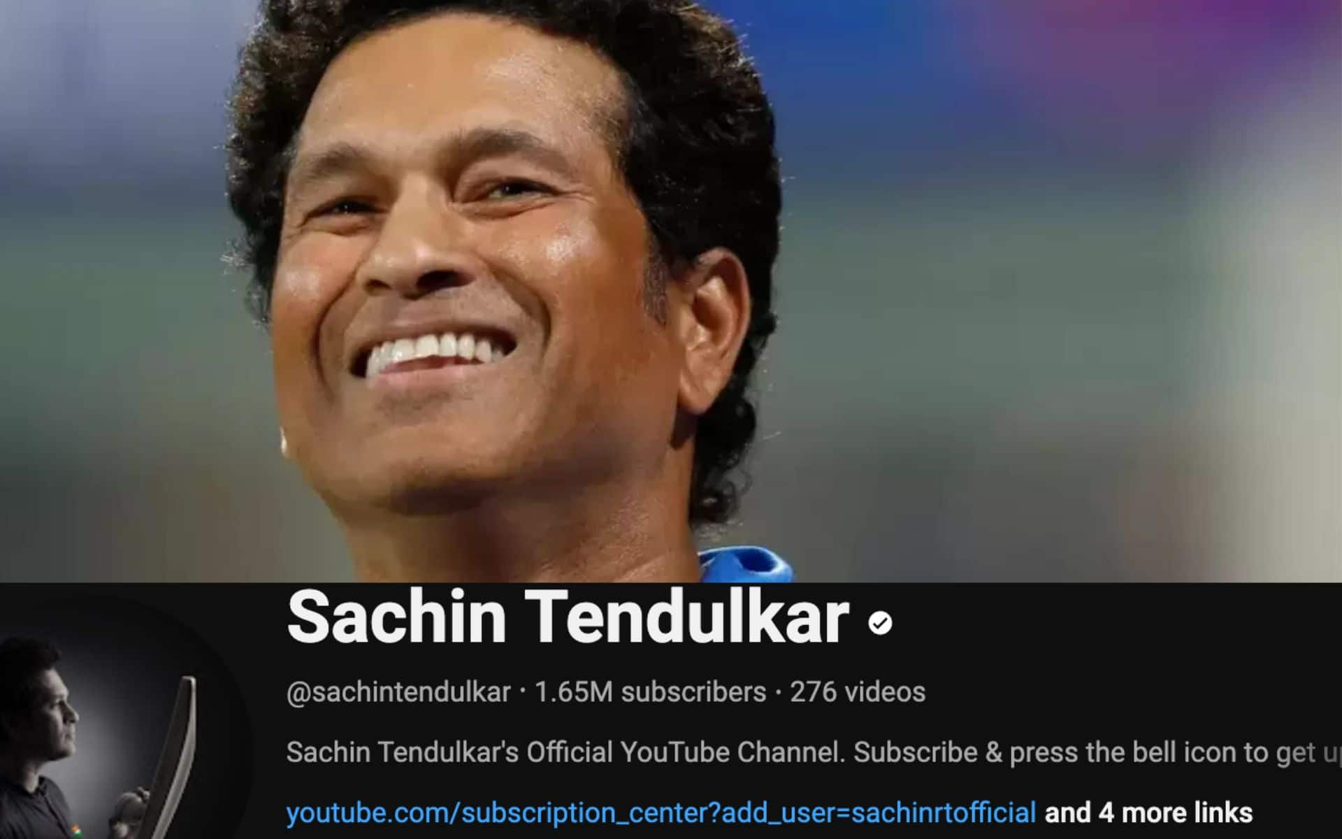 IND Legend Sachin Tendulkar - 1.65 Million subscribers (X.com)