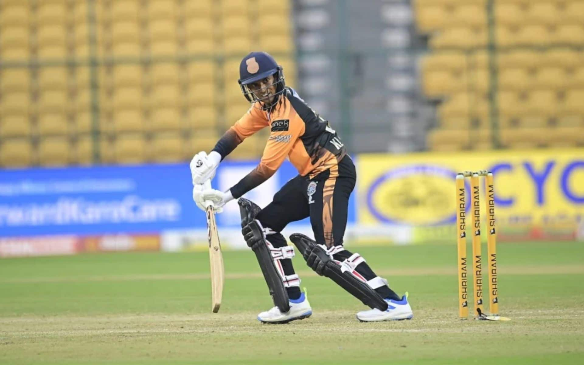 Krishnan Shrijith in action for Hubli Tigers (Maharaja T20)