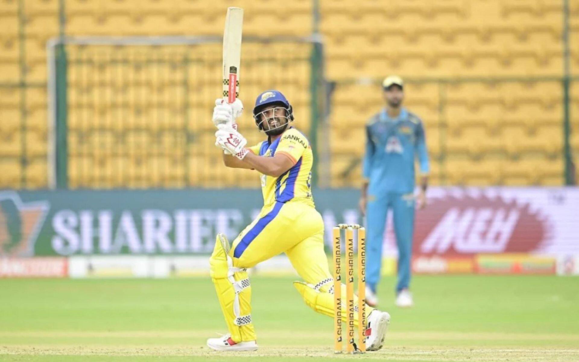 Karun Nair in action for Mysuru Warriors (Maharaja T20)