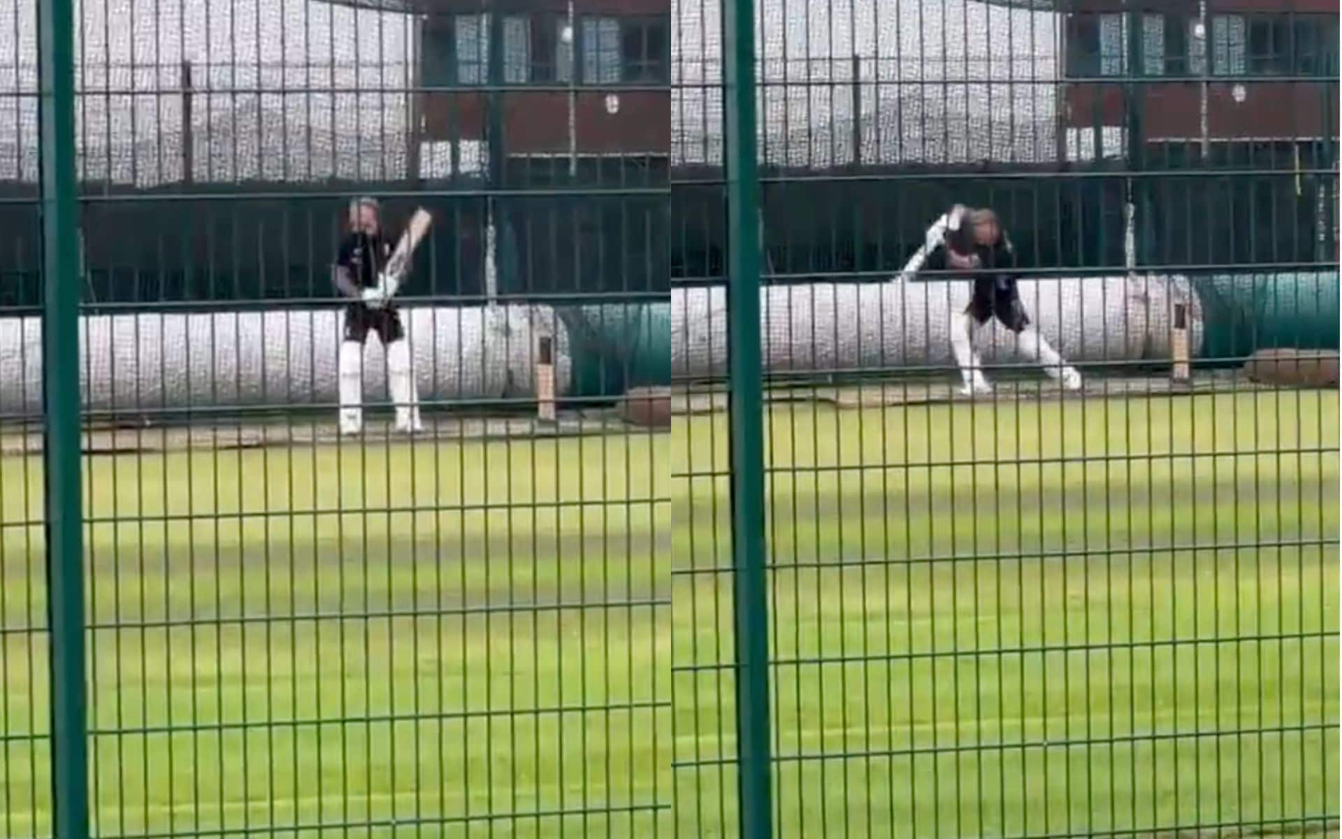 Ben Stokes batting in nets (X.com)