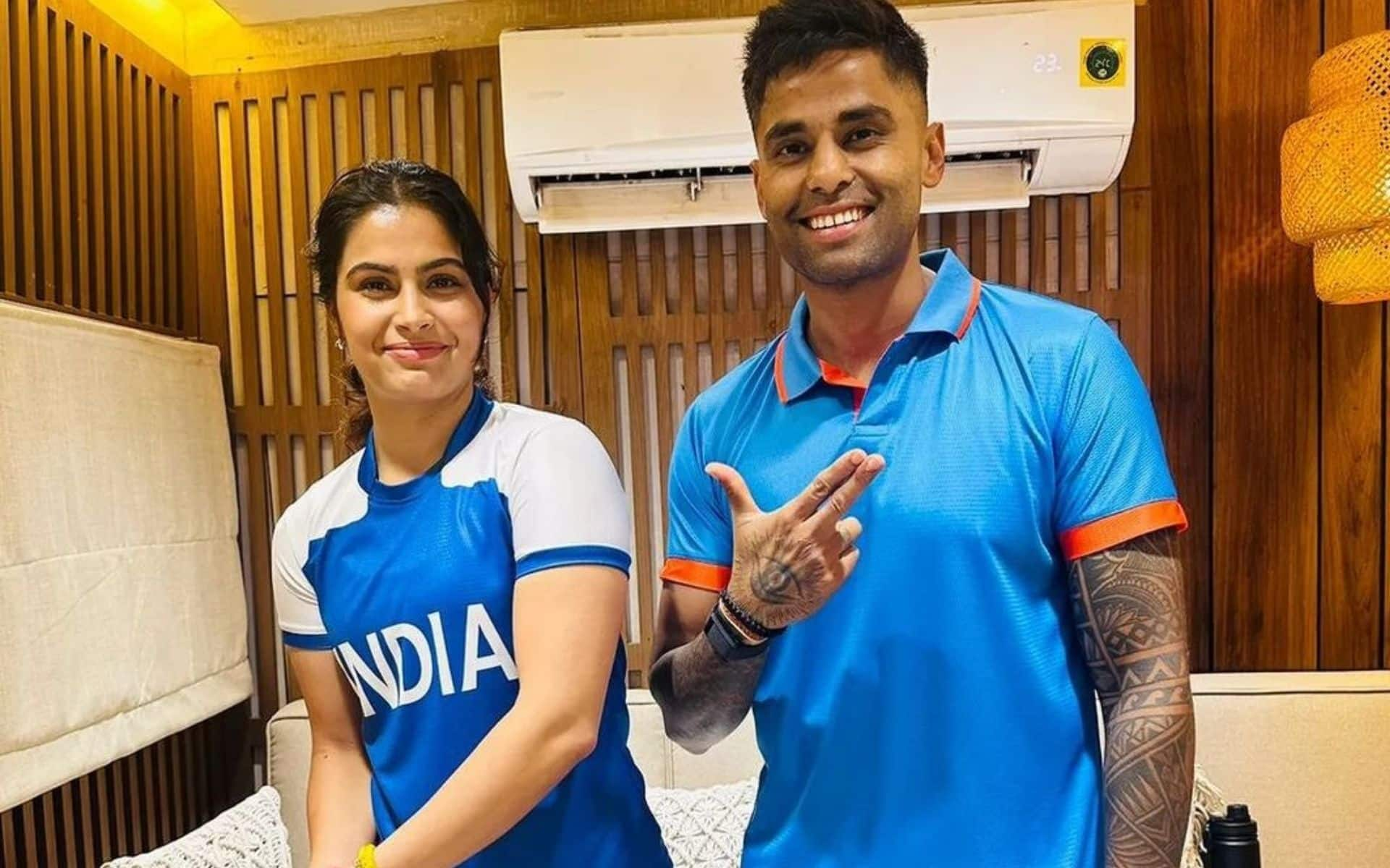 Suryakumar Yadav with India shooting star Manu Bhaker [X.com]