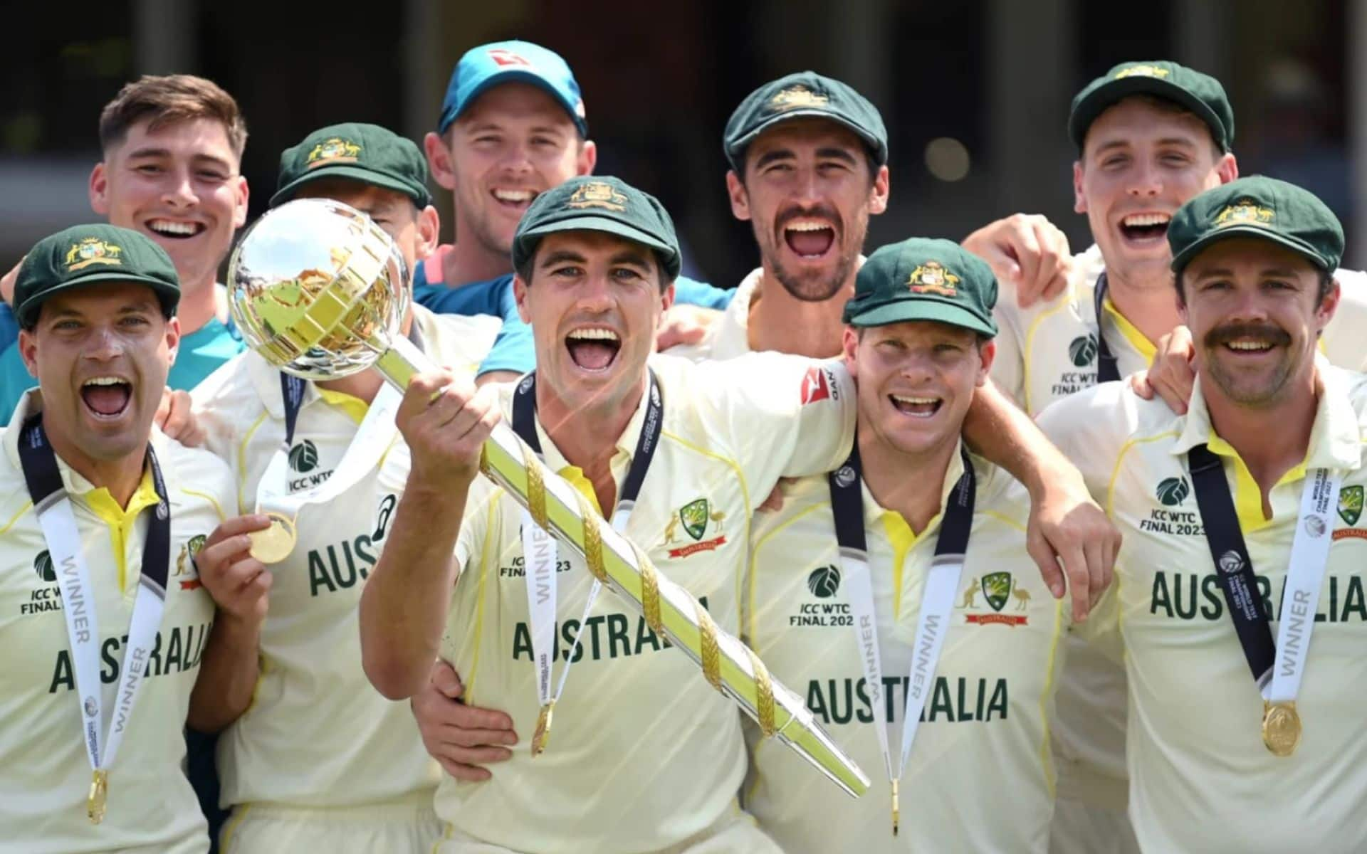 Australian team with the 2021-23 WTC mace (x.com)