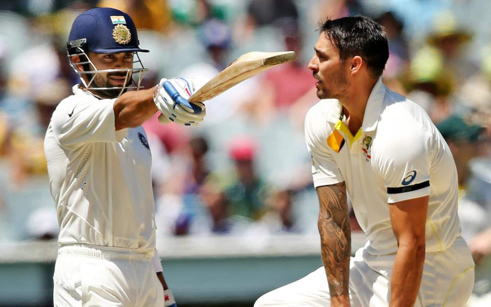 Virat Kohli & Mitchell Johnson in during the 2014-15 Border-Gavaskar Trophy (X)