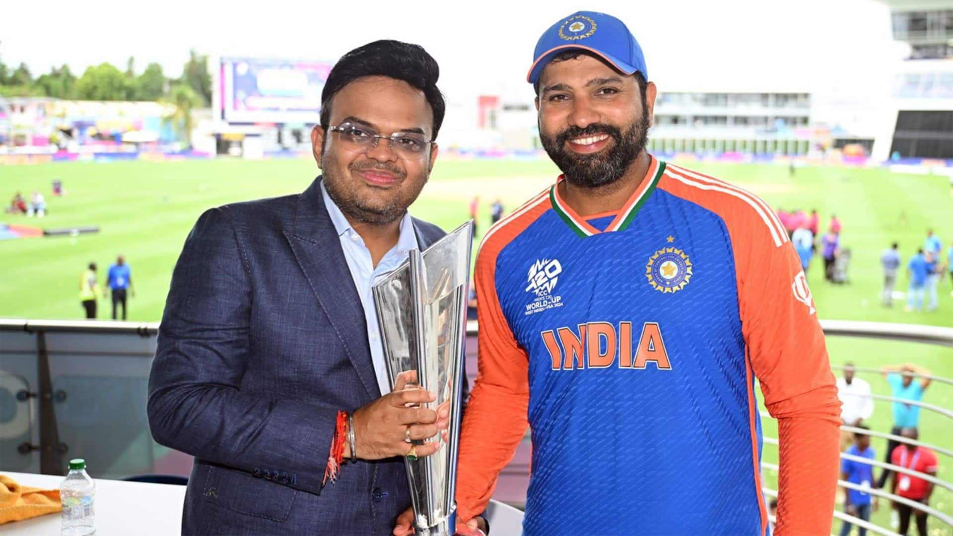 Jay Shah with Rohit Sharma [X]