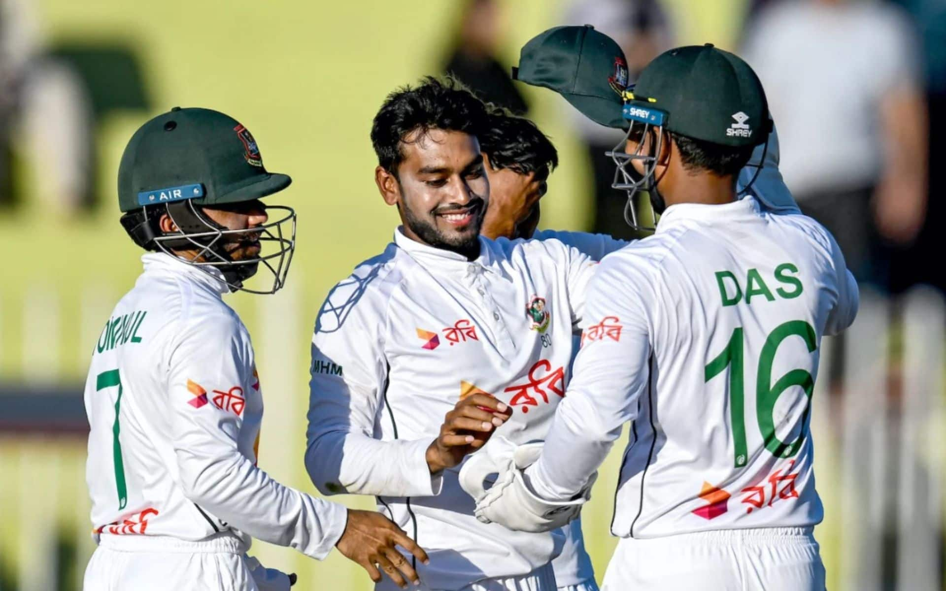 Bangladesh players celebrating a Pakistan wicket (x.com)