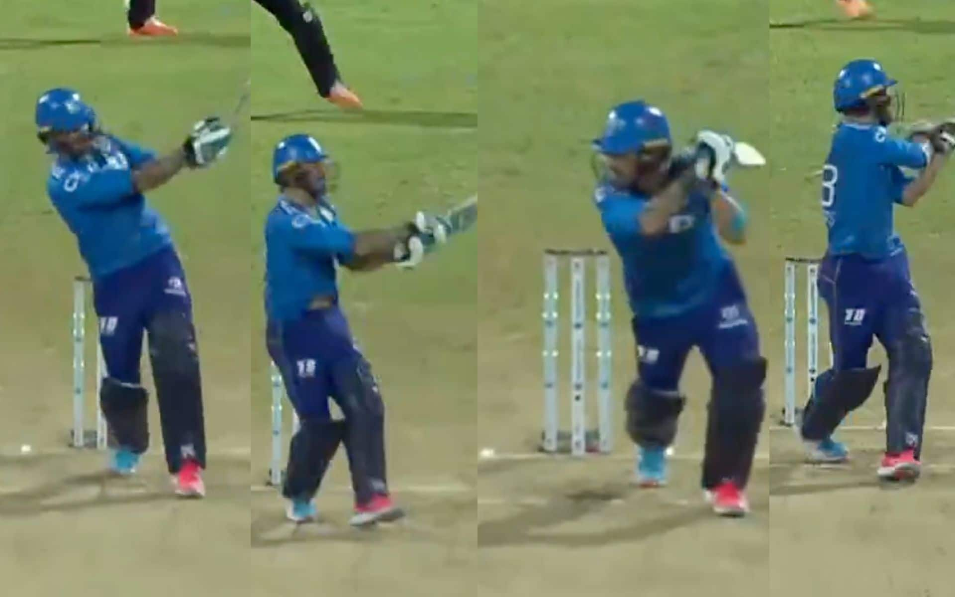 Faf du Plessis blased Shamar Springer for 20 runs in the first over of match 6 in CPL 2024 [X]