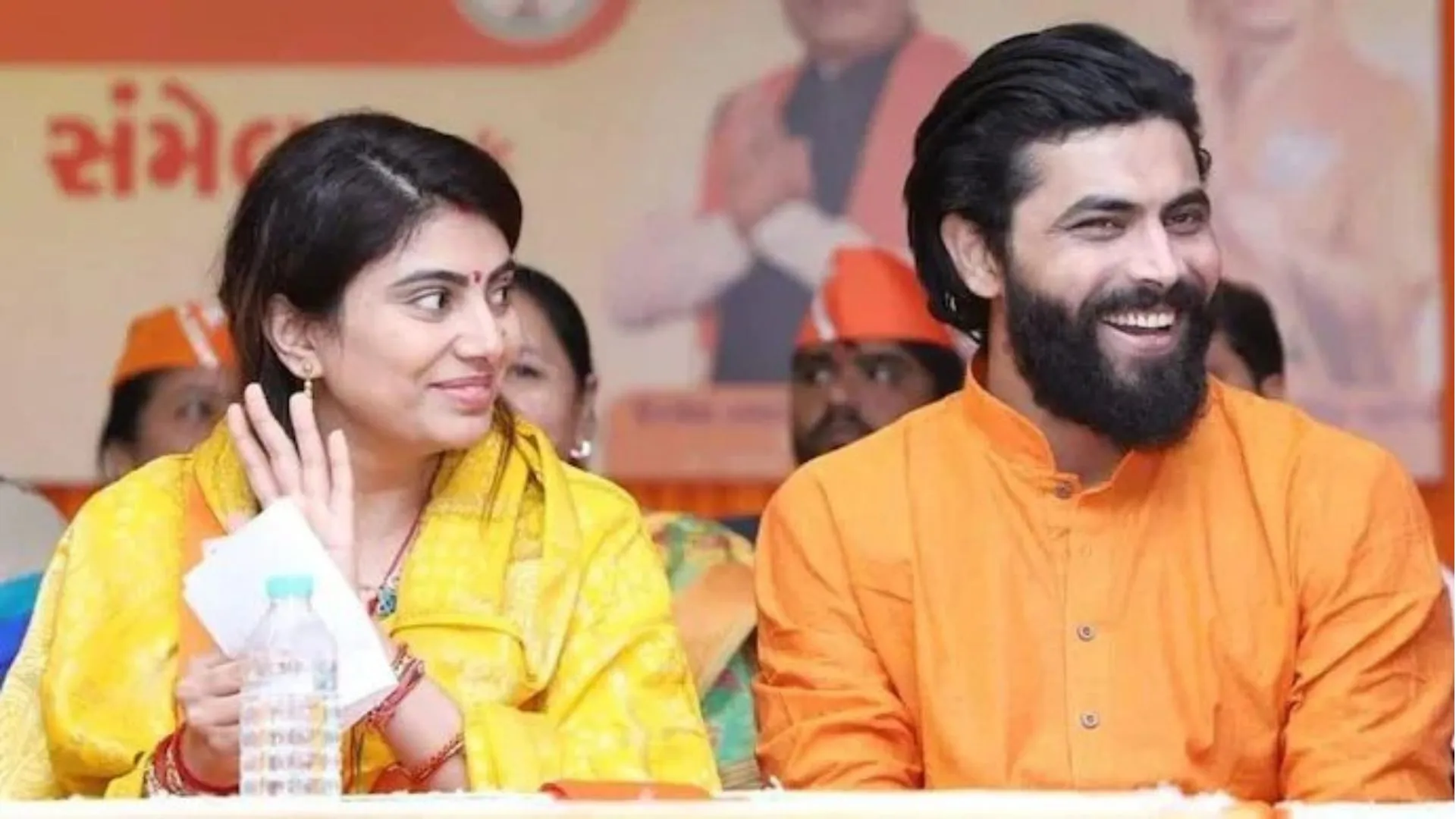Ravindra Jadeja with wife Rivaba [X]