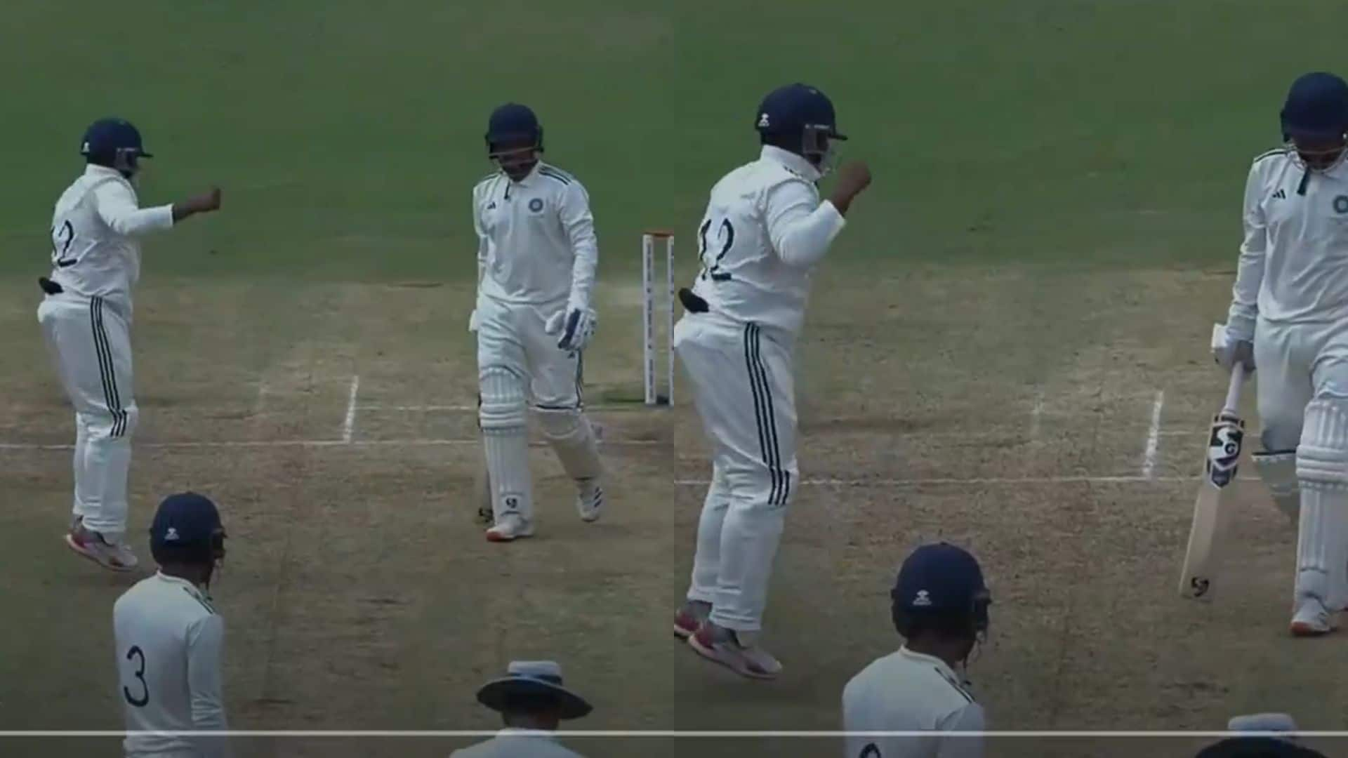 Sarfaraz Khan's jumping celebration [X]